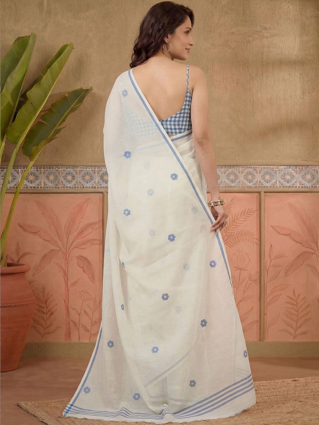 Sangria Printed Chanderi Ready to Wear Saree Blouse Piece thumbnail 5