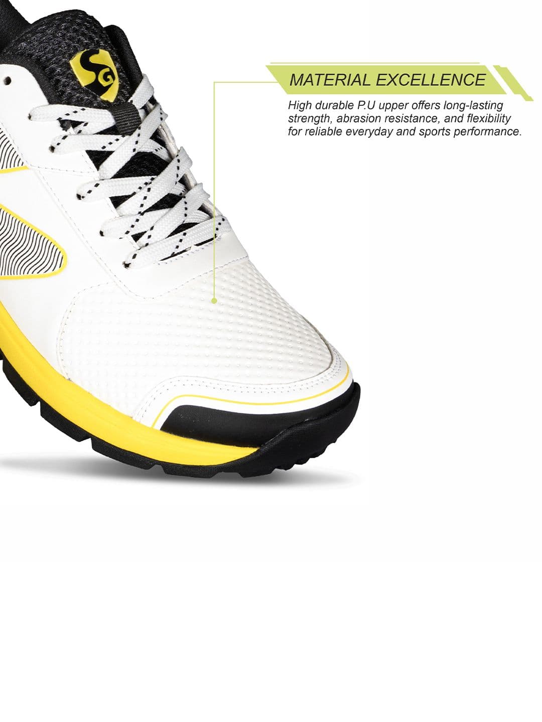 SG Blazer Cricket Shoes White-Yellow - High Performance Comfort & Stability thumbnail 3