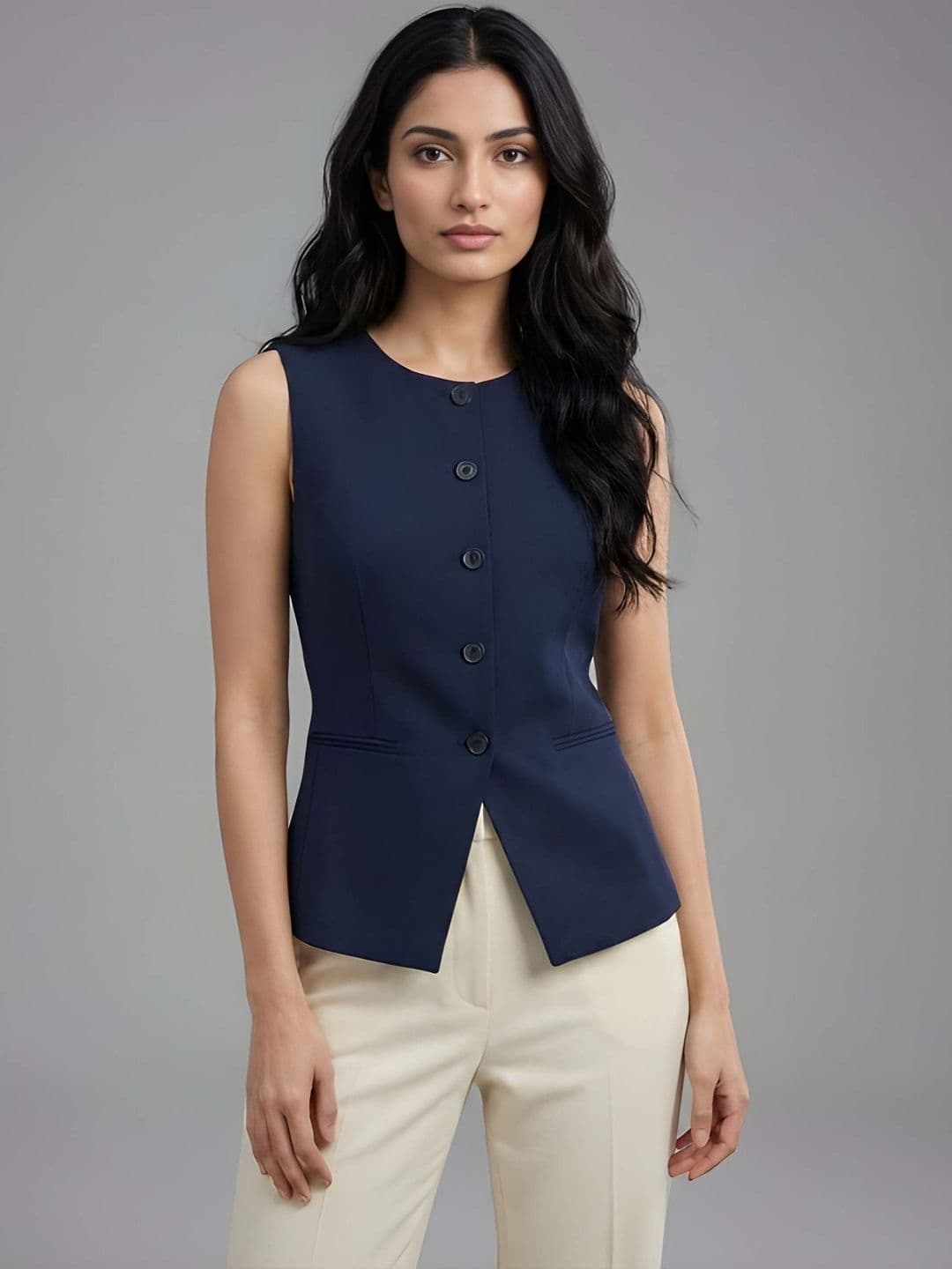 The Roadster Lifestyle Co. Sleeveless Slim Fit Waistcoat - view 1