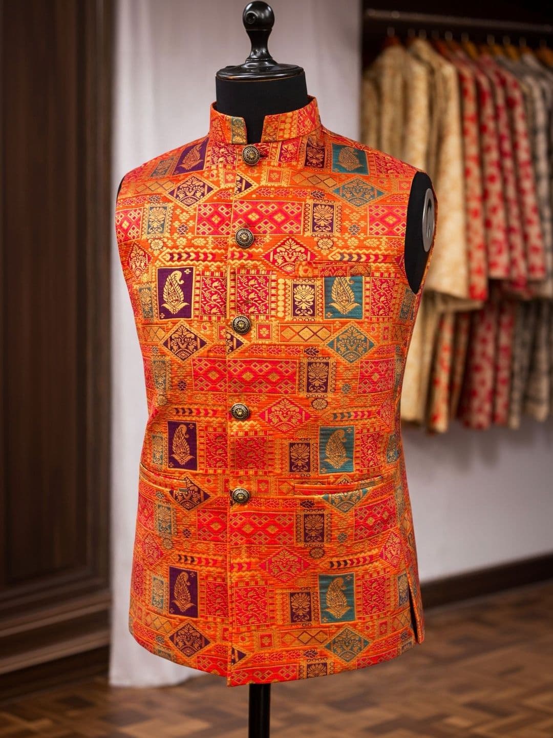 MODERN MUGHALS Woven Design Nehru Jackets thumbnail 3