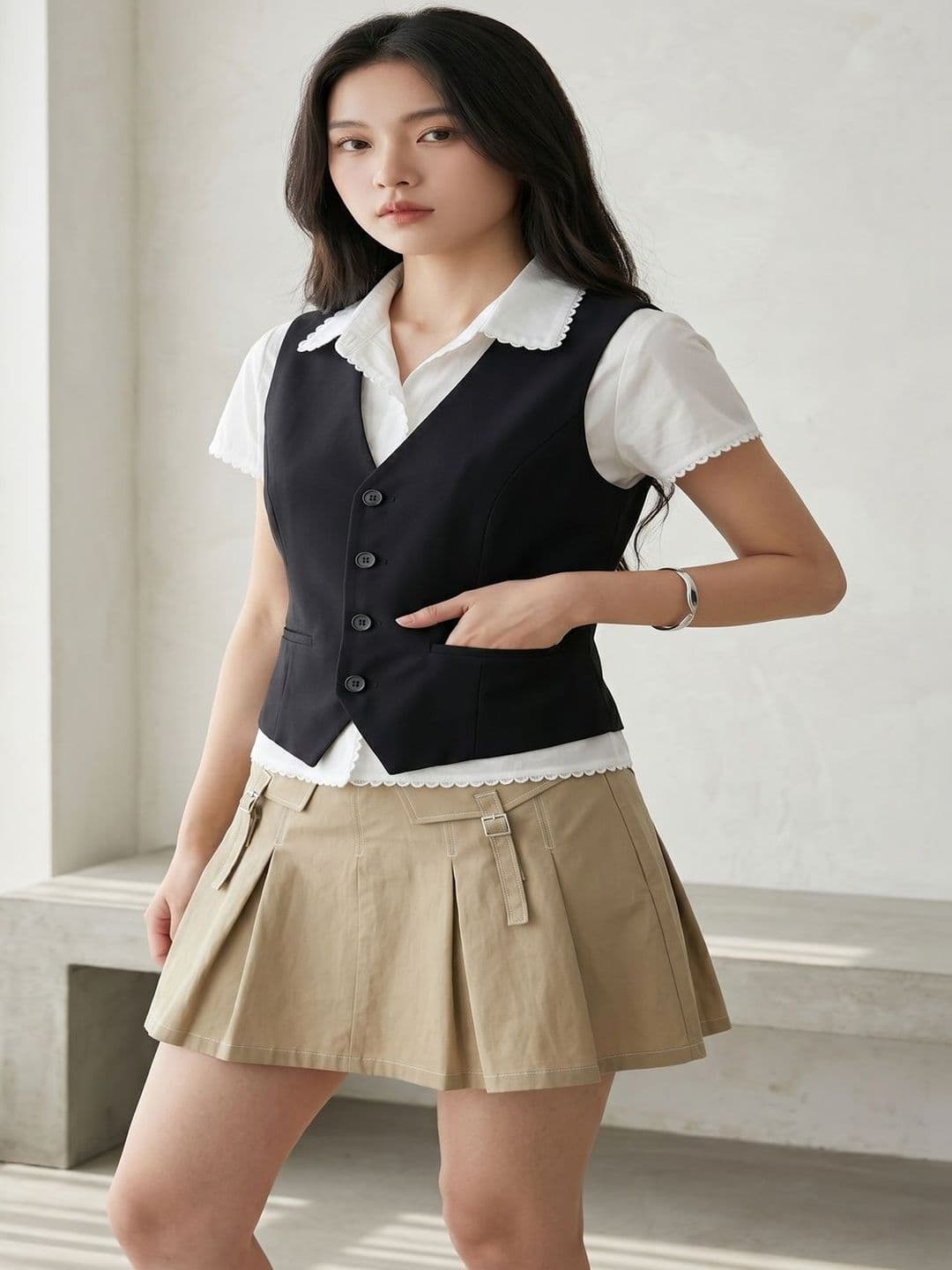 THE FASHION HUB Slim Fit  V Neck Waistcoat - view 1