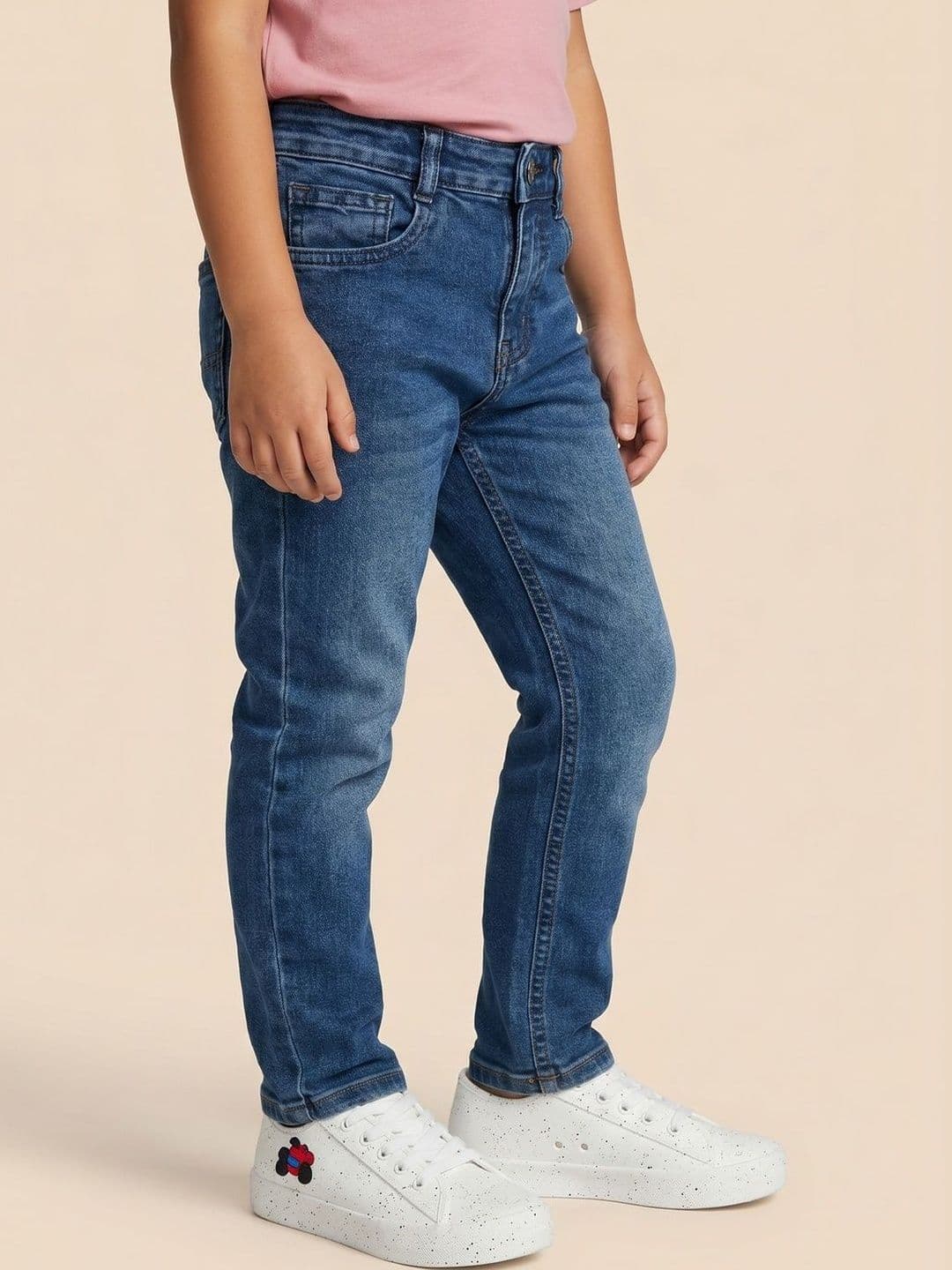 Nauti Nati Boys Straight Fit Mid-Rise Low Distress Light Fade Stretchable Jeans - view 1