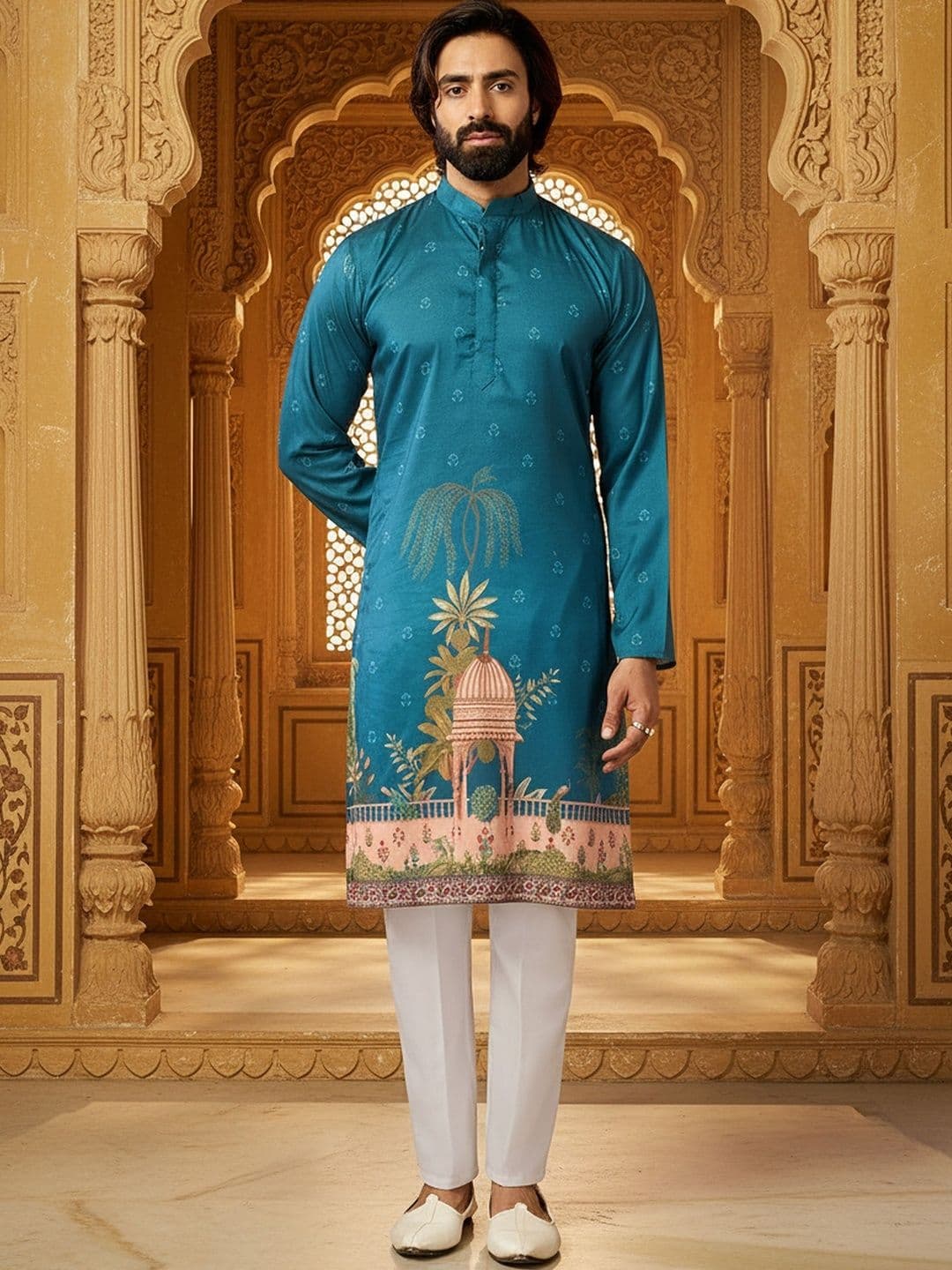 RANGRAAG Men Ethnic Motifs Printed Kurta thumbnail 4