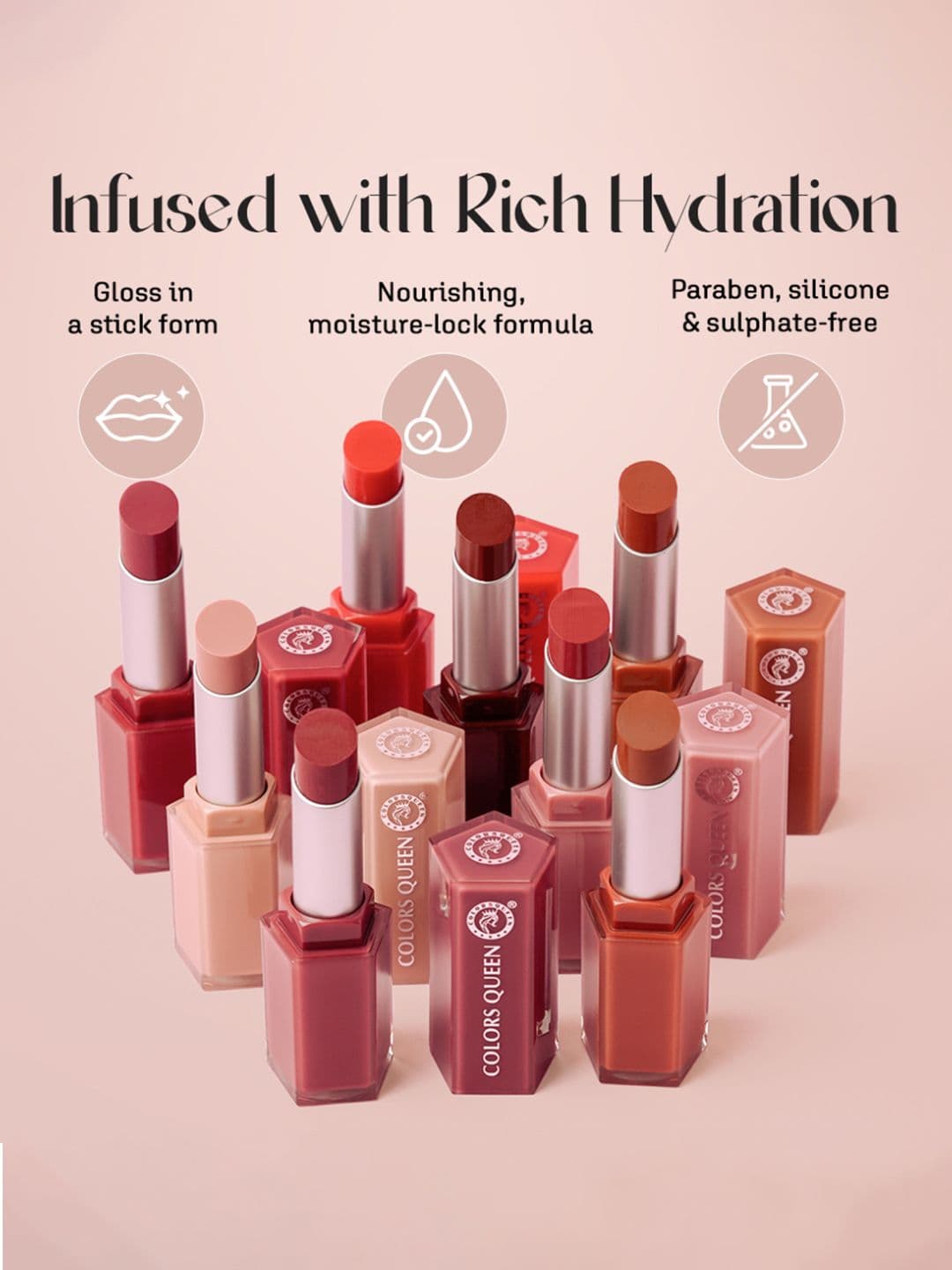 Colors Queen High Shine Gloss Stick enriched with Vitamin E & Squalane - Highbiscus thumbnail 5