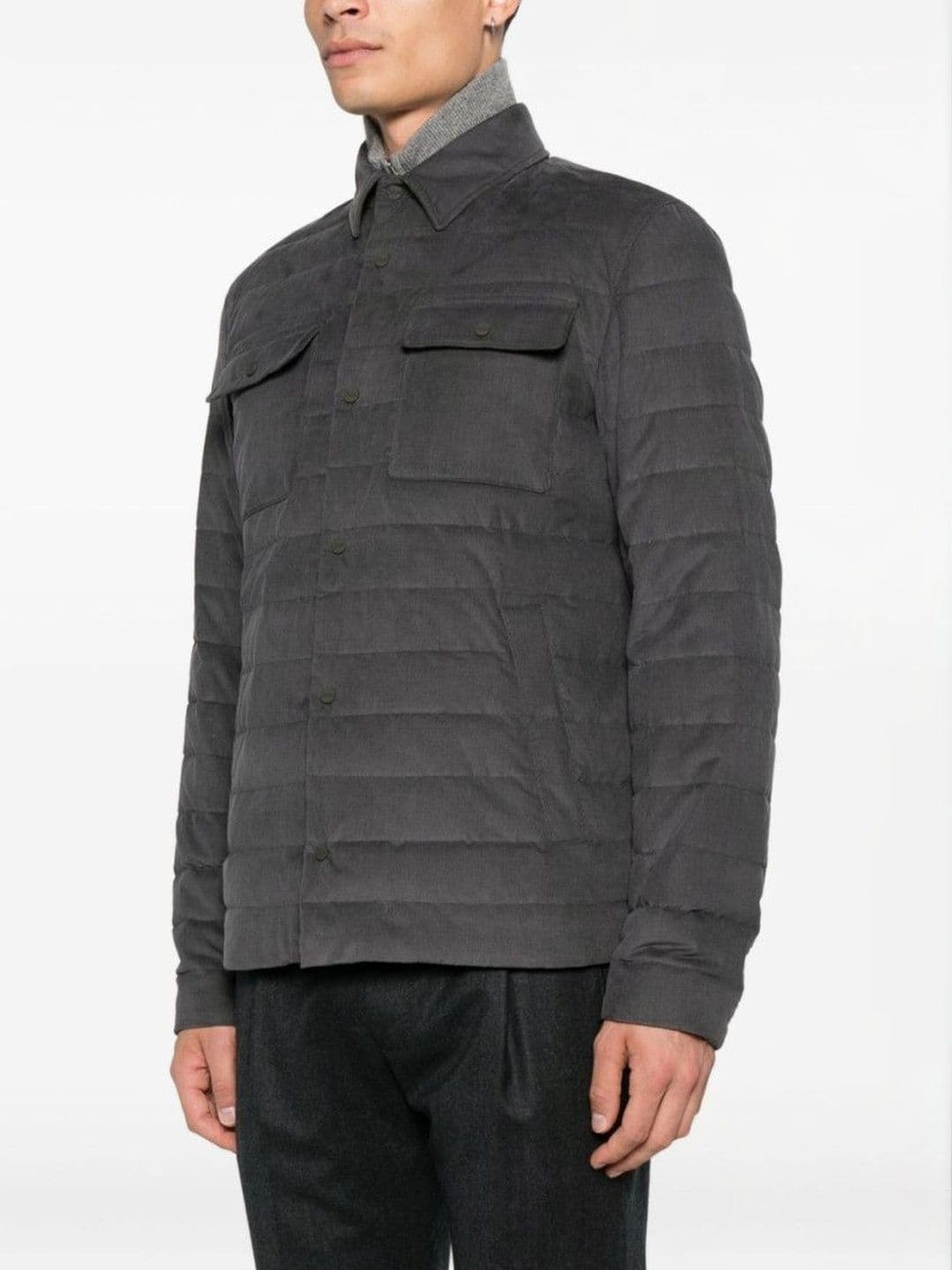 Herno Grey Quilted Jacket thumbnail 5