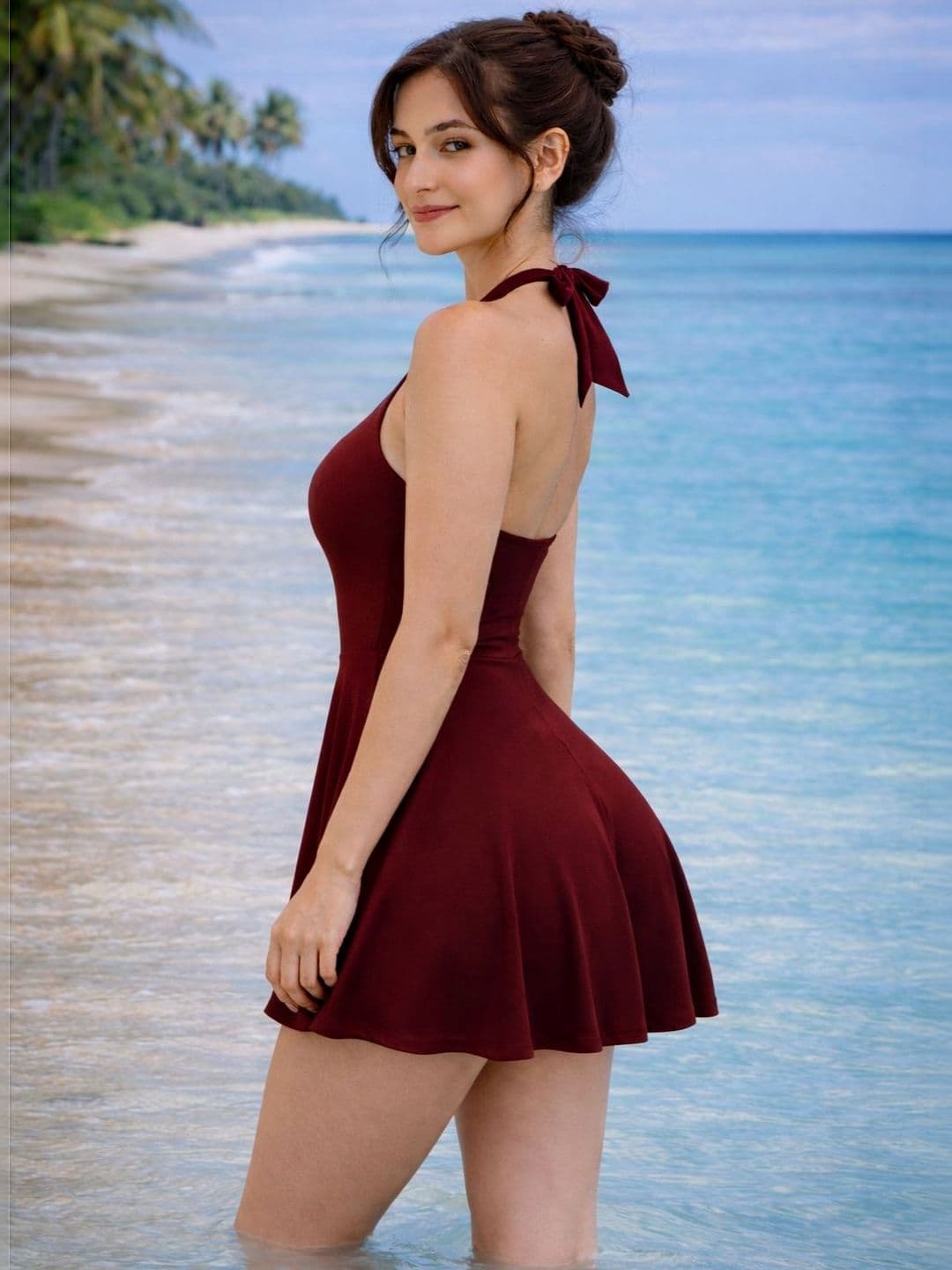 Raxedo Halter Neck Swimming Dress With Attached Shorts thumbnail 4