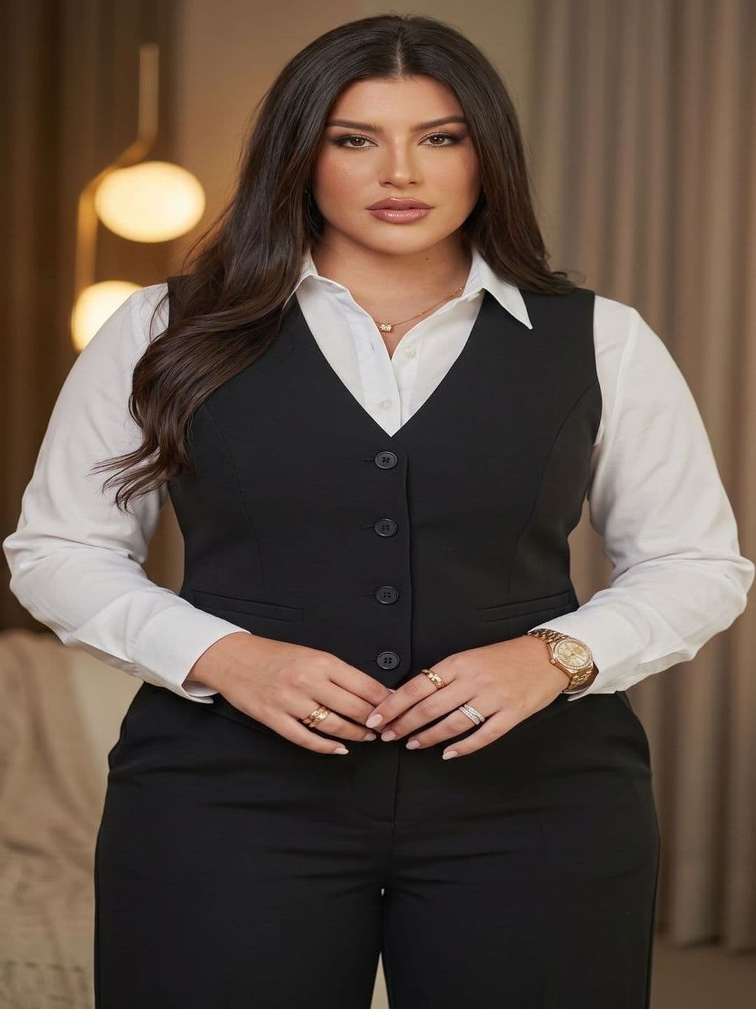 THE FASHION HUB Slim Fit  V Neck Waistcoat - view 1