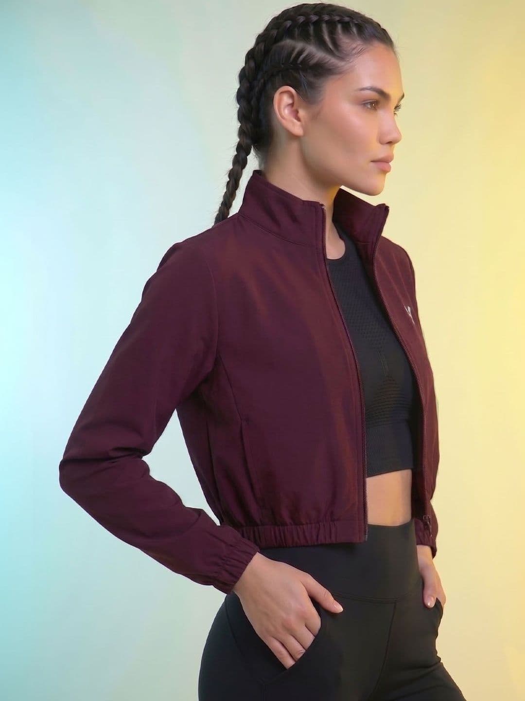 HRX by Hrithik Roshan Women Lightweight Crop Training or Gym Sporty Jacket thumbnail 6