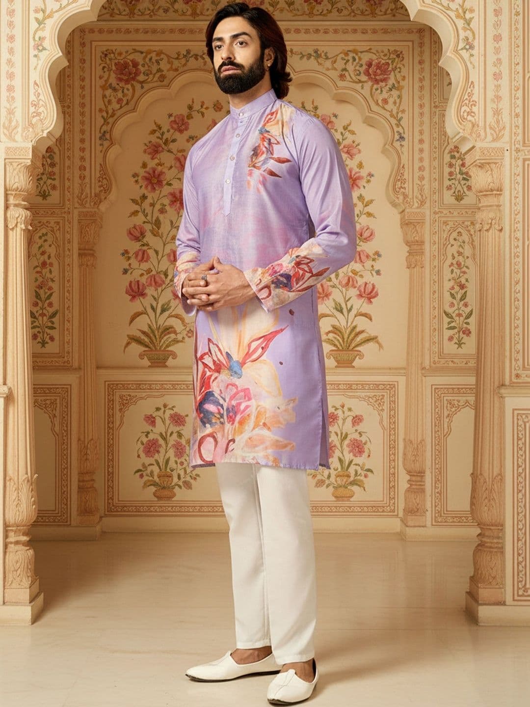 RANGRAAG Men Floral Printed Floral Kurta - view 1