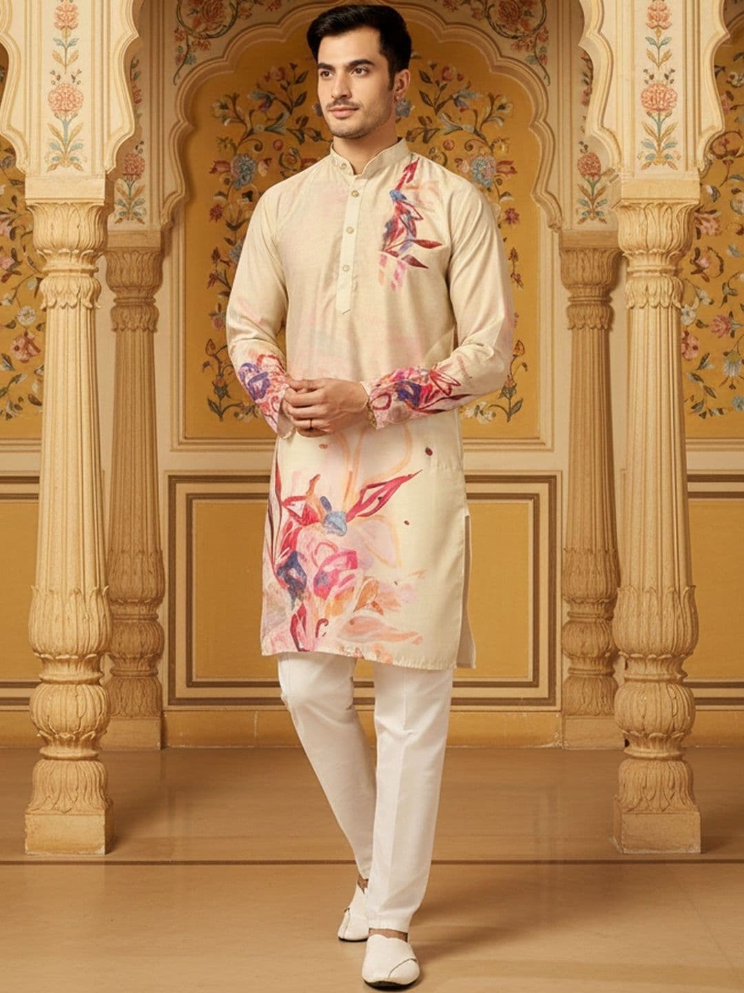 RANGRAAG Men Floral Printed Floral Kurta thumbnail 7