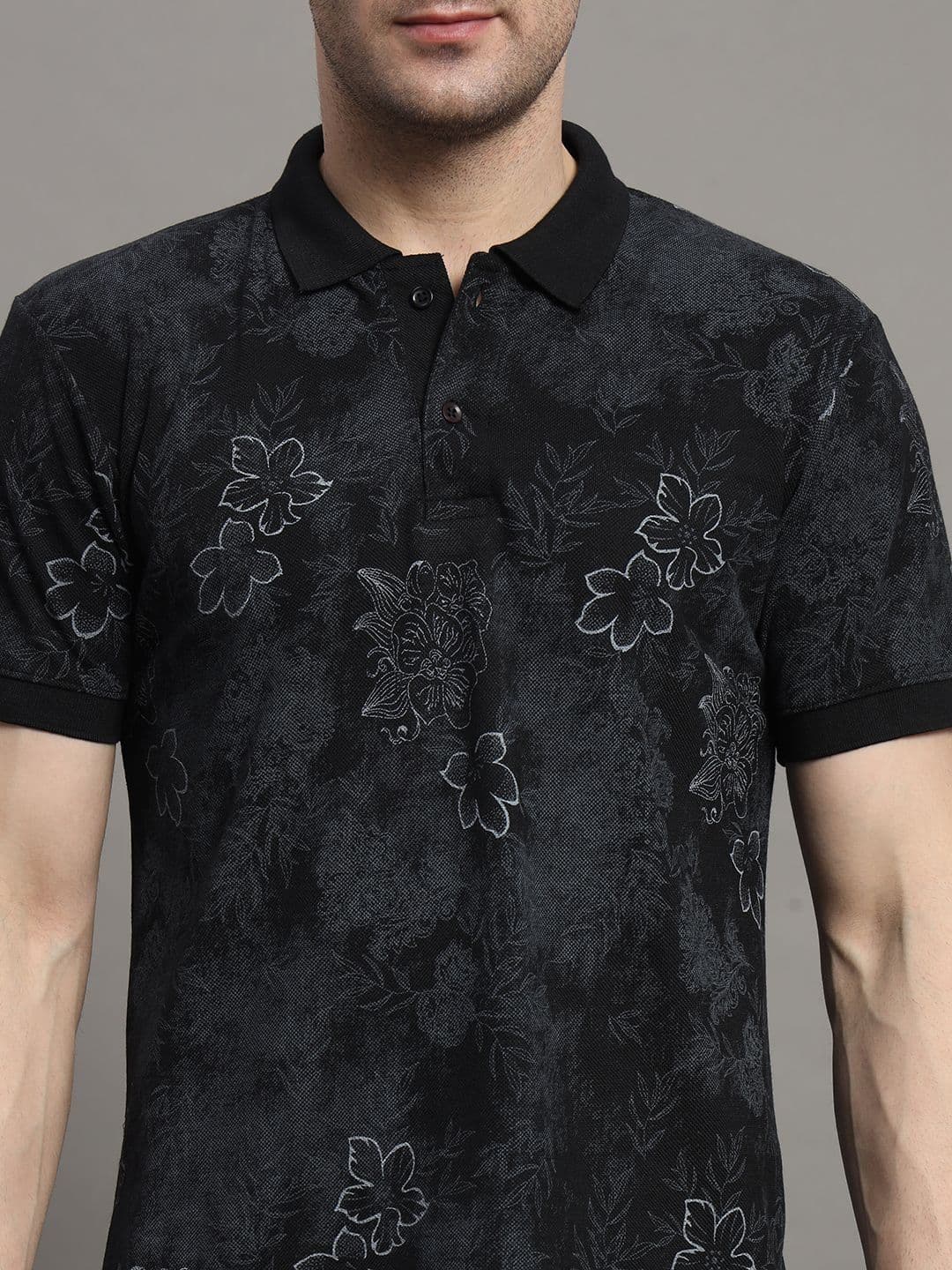 SZN Men Floral Printed Polo Collar T-shirt thumbnail 5