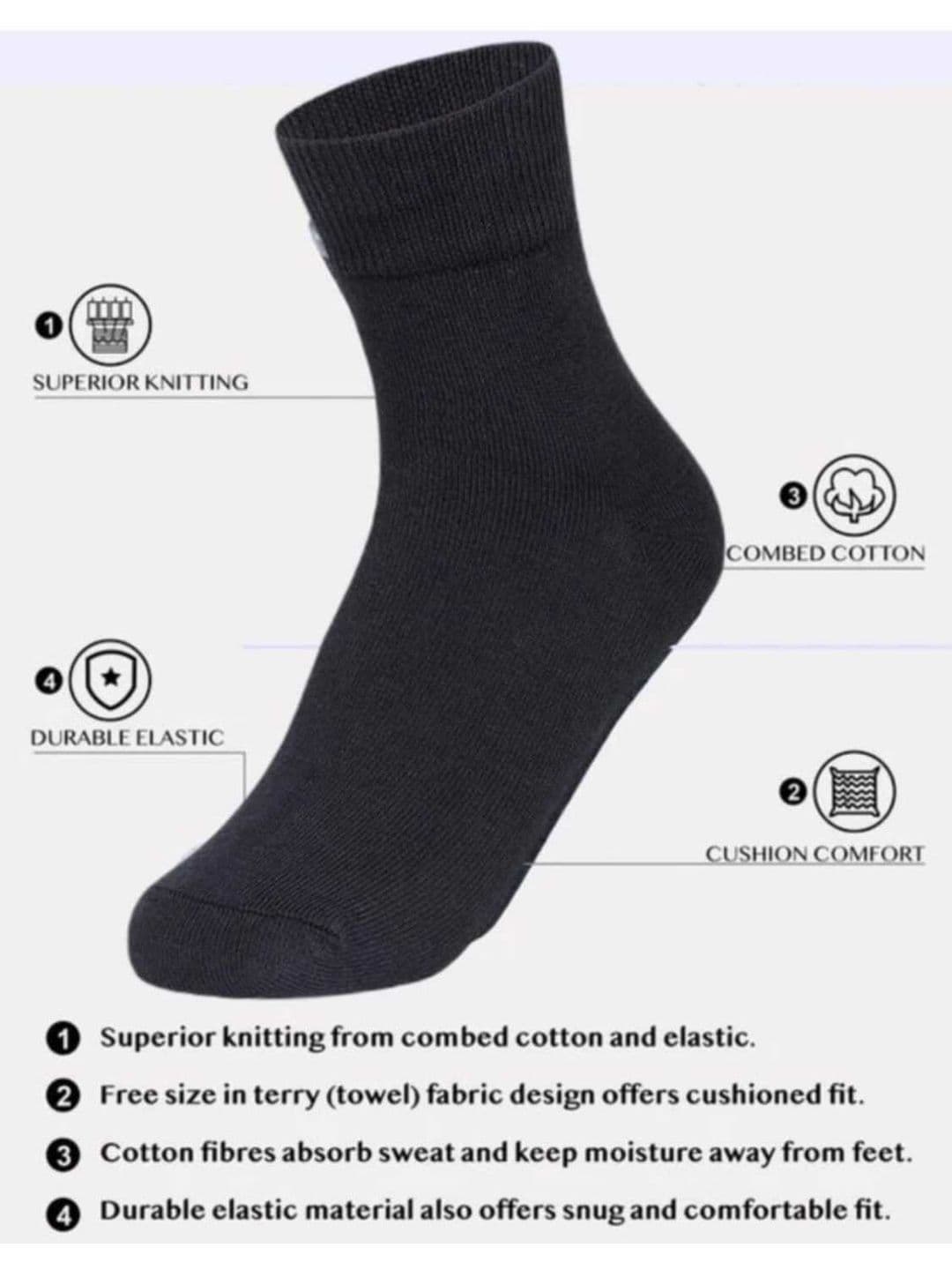 akeet trend Unisex Cotton Assorted Calf Length Socks thumbnail 5