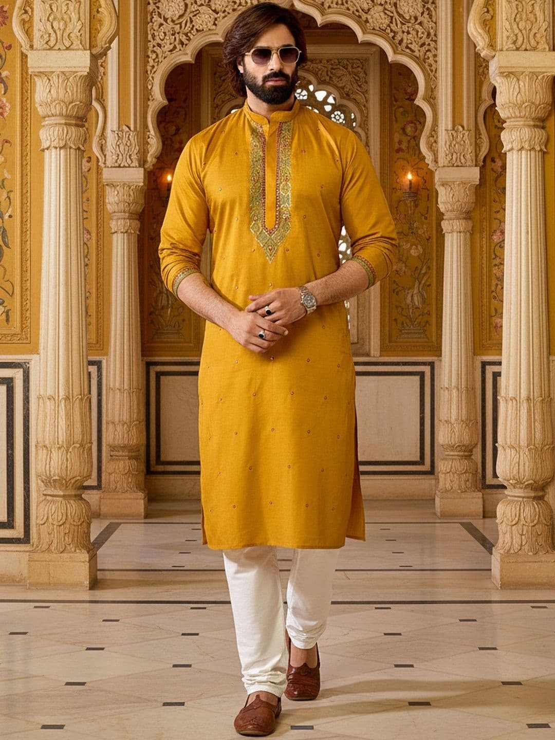 RANGRAAG Men Embroidered Thread Work Kurta thumbnail 3