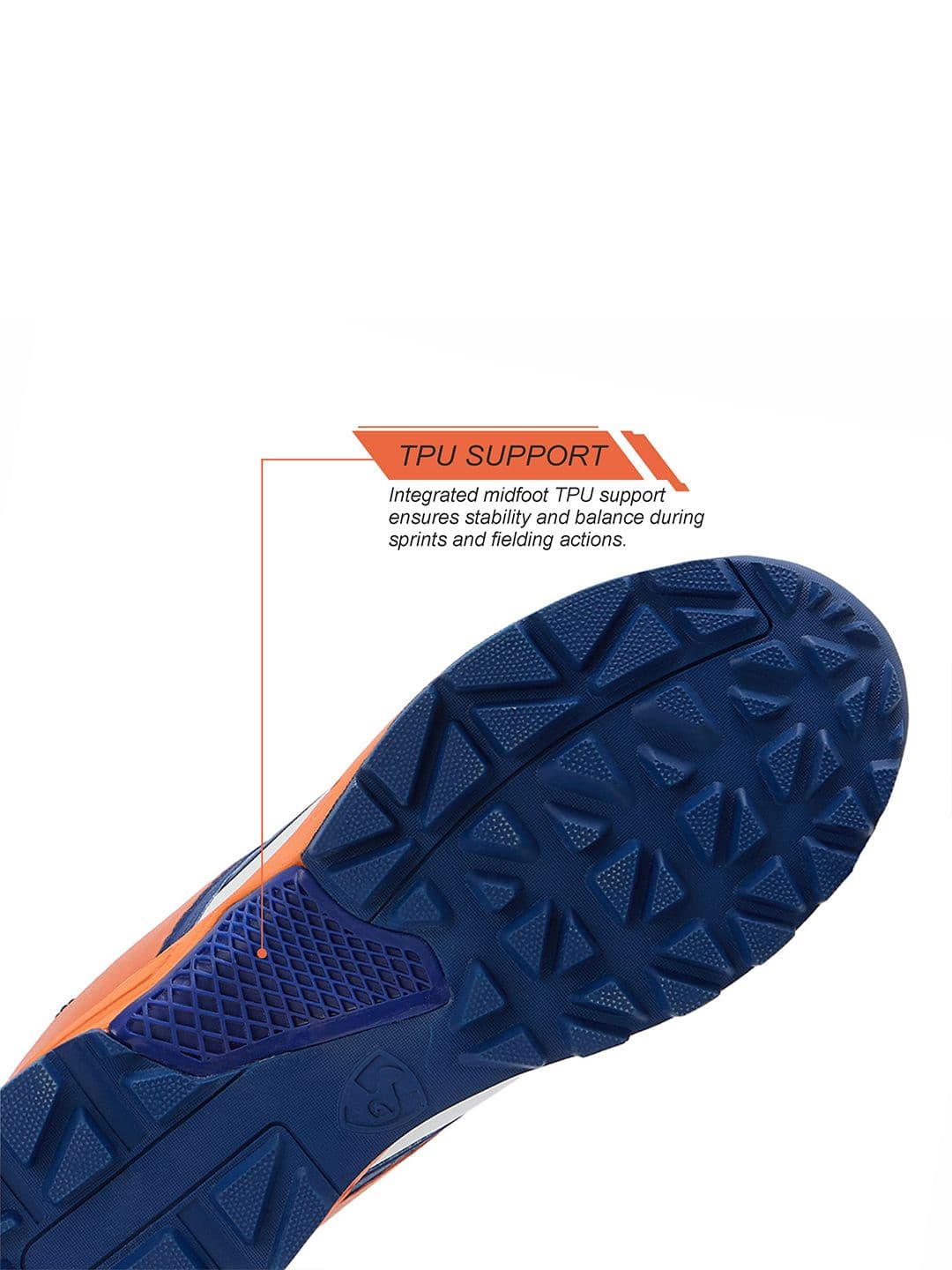 SG Impact Cricket Shoes White-Orange - Durable Breathable Performance Design thumbnail 2
