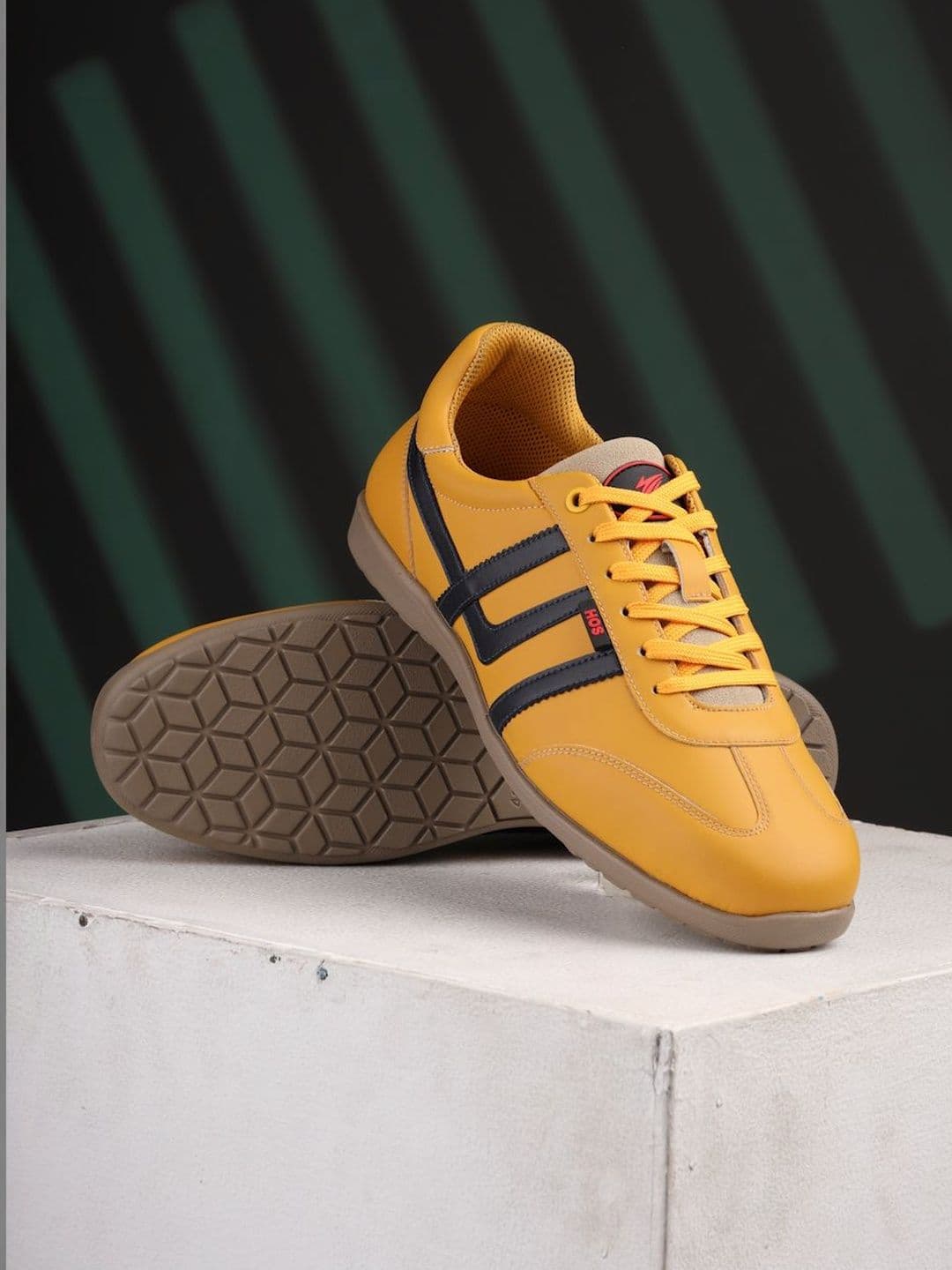 HOS Men FELIX Colourblocked PU Coated Leather Lace-Up Sneakers Casual Shoes - view 1