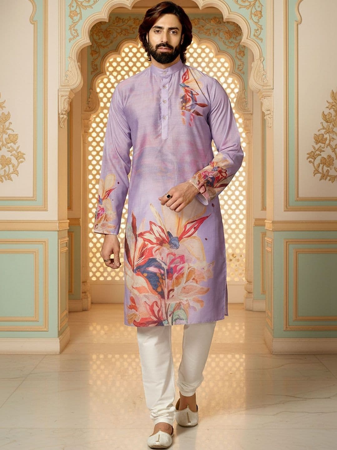 RANGRAAG Men Floral Printed Floral Kurta thumbnail 4