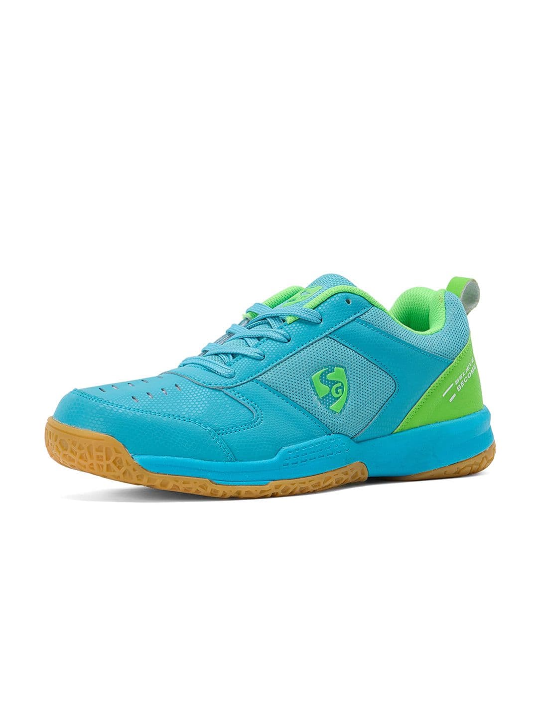 SG Court Pro Shoes Aqua-Lime Green best for Badminton, Pickleball & Tennis Shoes - view 1