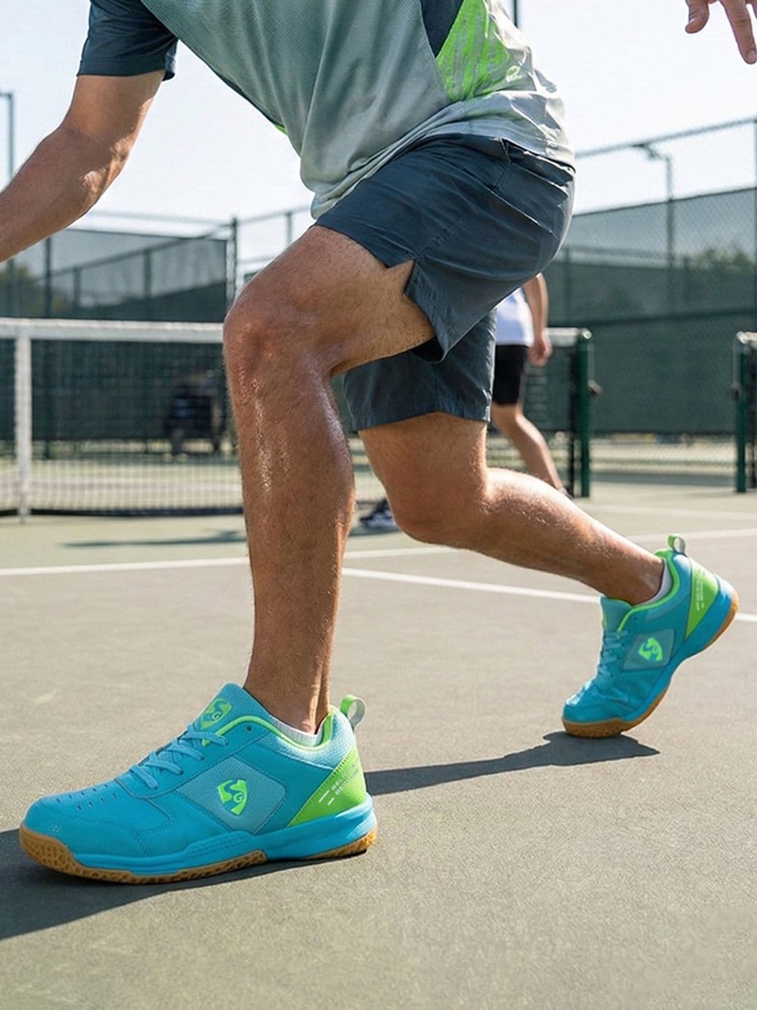 SG Court Pro Shoes Aqua-Lime Green best for Badminton, Pickleball & Tennis Shoes thumbnail 5