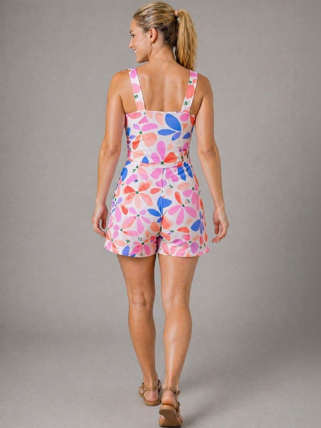 DressBerry Printed Round Neck Sleeveless Swim Set Swimwear thumbnail 3