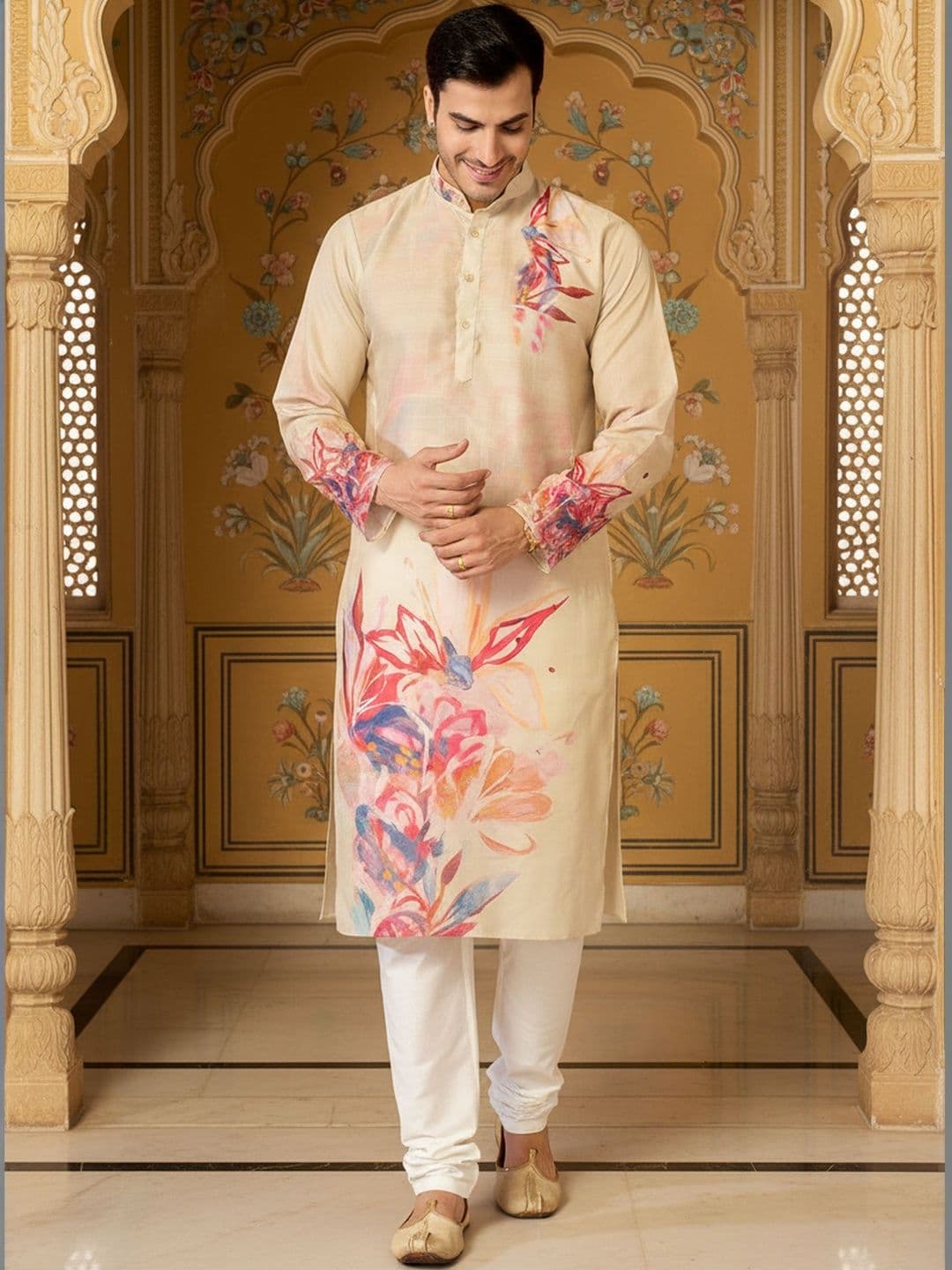 RANGRAAG Men Floral Printed Floral Kurta thumbnail 6