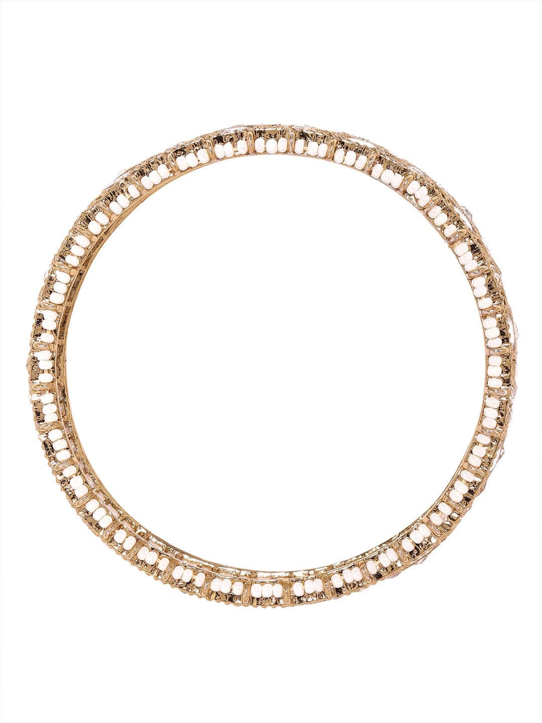 Rubans Set of 2 22K Gold Plated Kundan & CZ Studded & Pearl Beaded Handcrafted Bangles thumbnail 4
