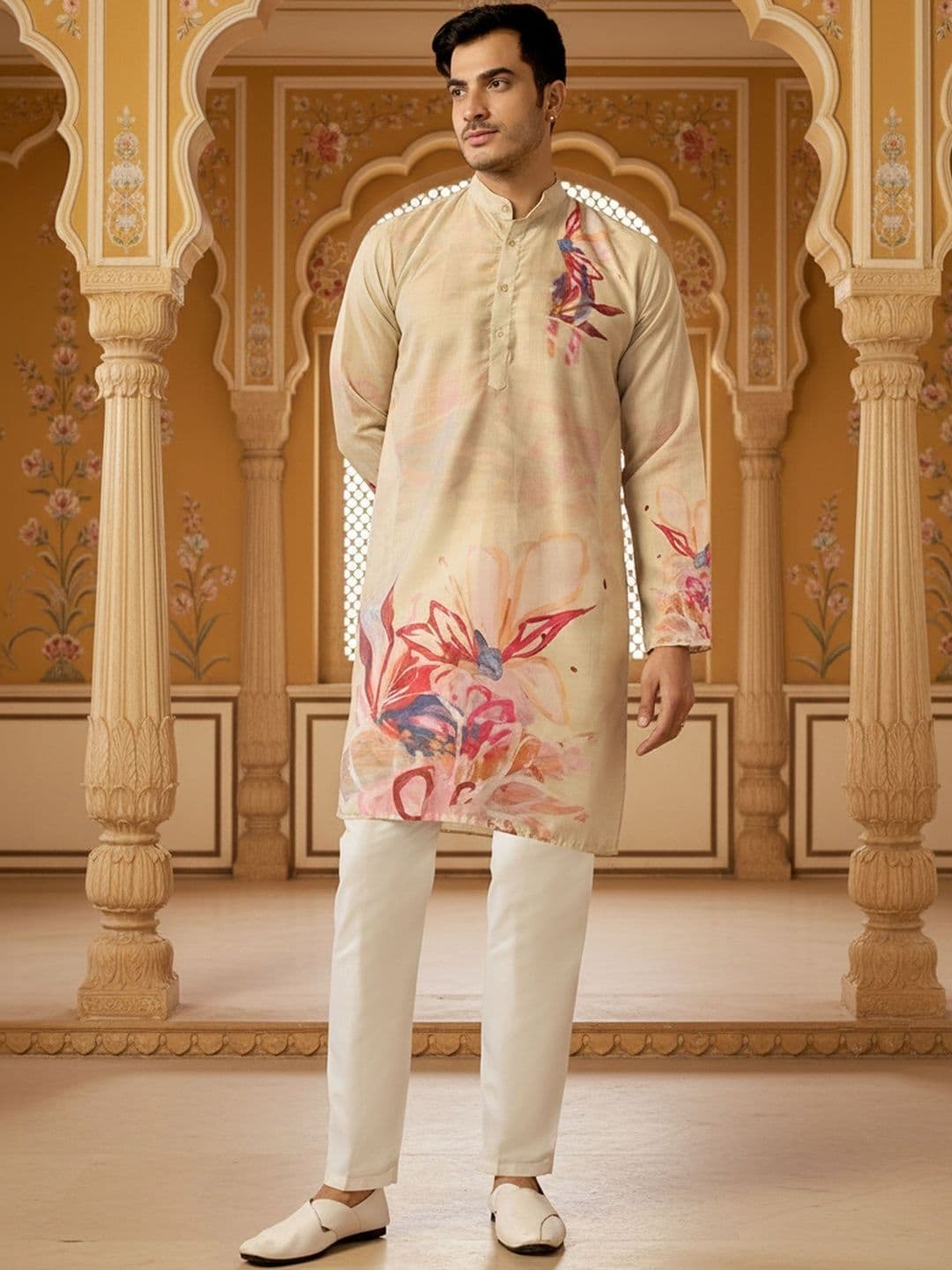RANGRAAG Men Floral Printed Floral Kurta thumbnail 5