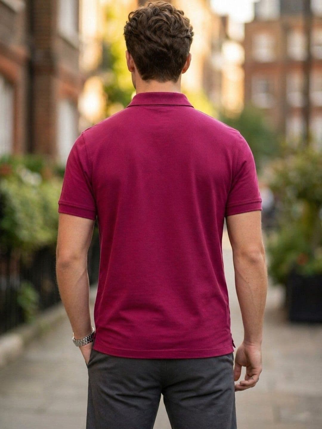 STRAY88 Maroon Polo Collar Short Sleeves T-shirt thumbnail 4