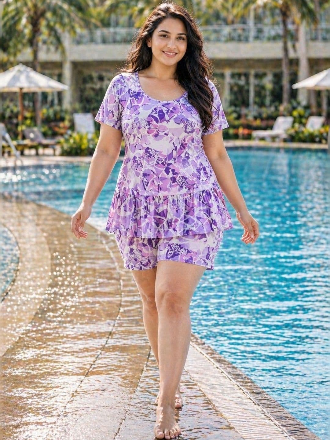 DressBerry Printed Round Neck Swim Set - view 1