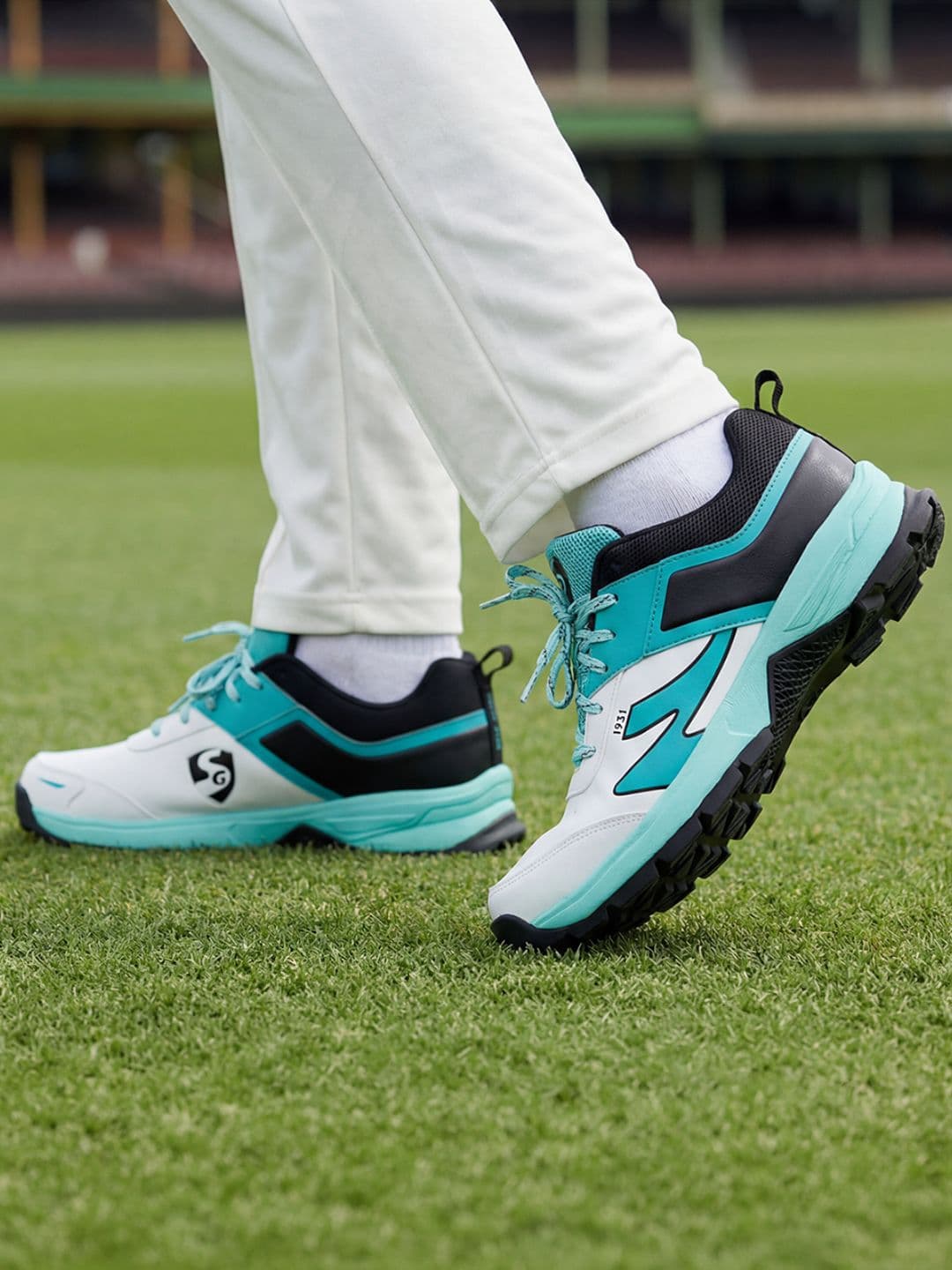 SG Impact Cricket Shoes White-Arctic Teal - Durable Breathable Performance Design thumbnail 6