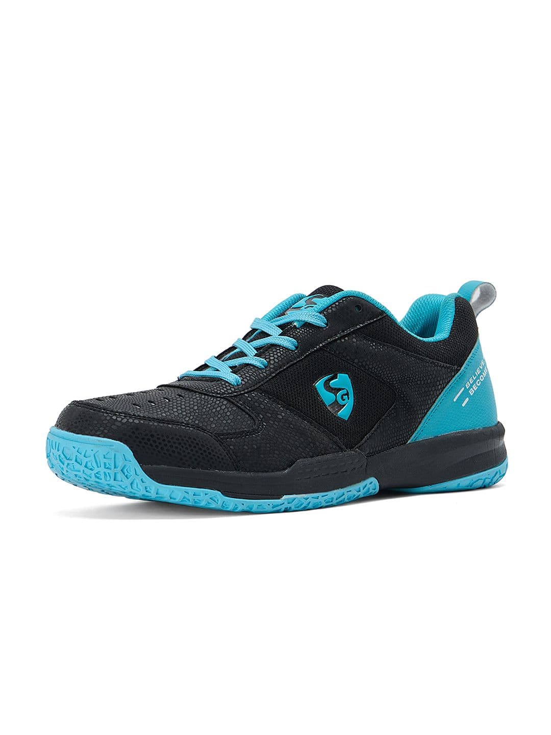 SG Court Pro Shoes Black-Cyan best for Badminton, Pickleball & Tennis Shoes - view 1