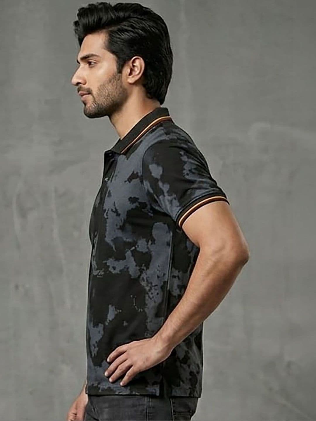 SZN Men Tie and Dyed Polo Collar T-shirt thumbnail 2