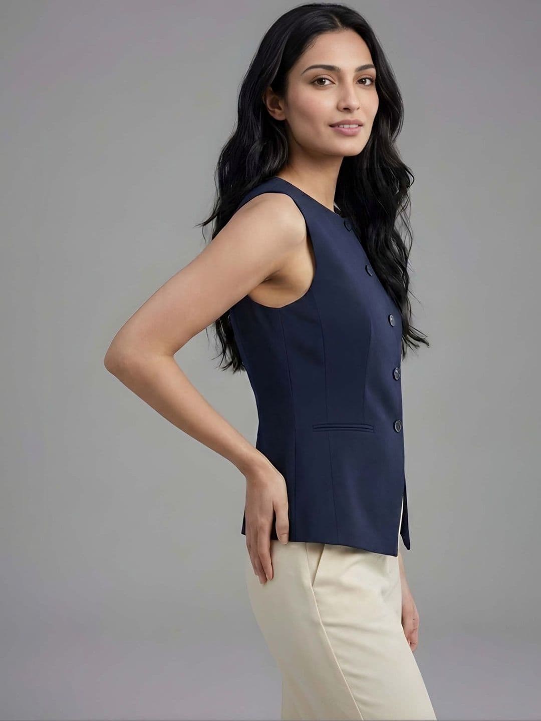 The Roadster Lifestyle Co. Sleeveless Slim Fit Waistcoat thumbnail 2