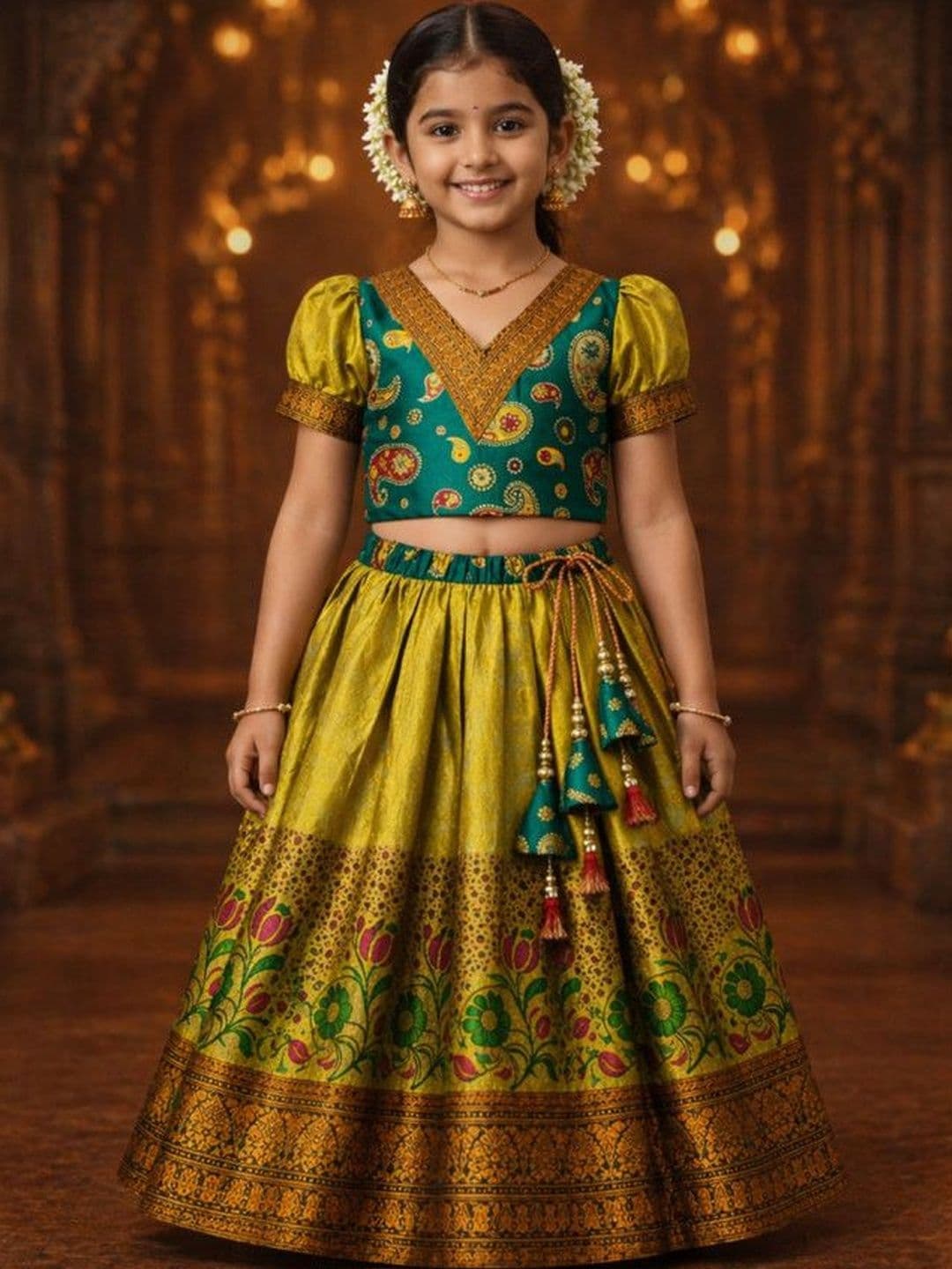 Ethzy Girls Printed Ready to Wear Lehenga & - view 1