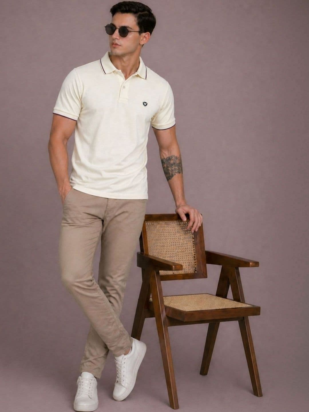 FEVERFEW Men Brand Logo Polo Collar Pockets T-shirt thumbnail 4