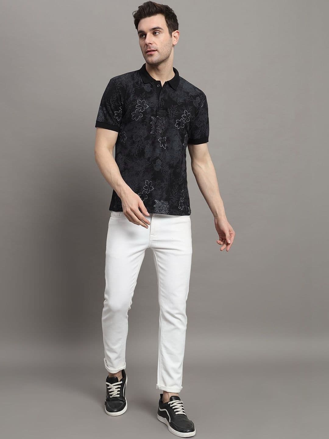SZN Men Floral Printed Polo Collar T-shirt thumbnail 2