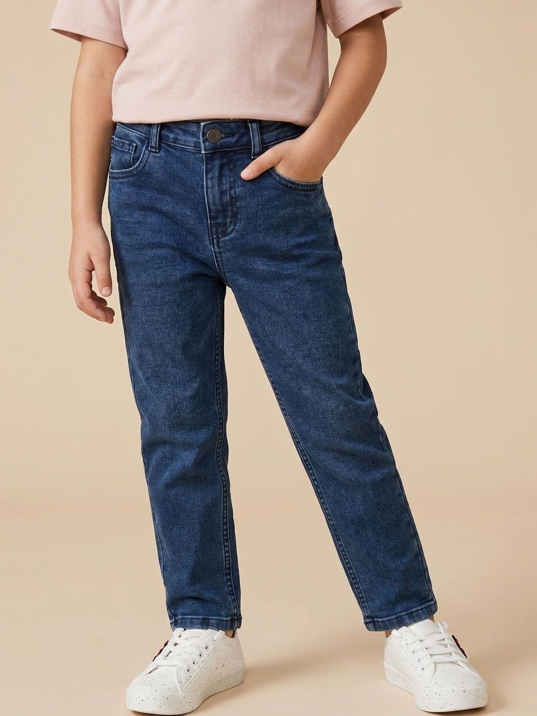 Nauti Nati Boys Straight Fit Mid-Rise Low Distress Light Fade Stretchable Jeans thumbnail 4
