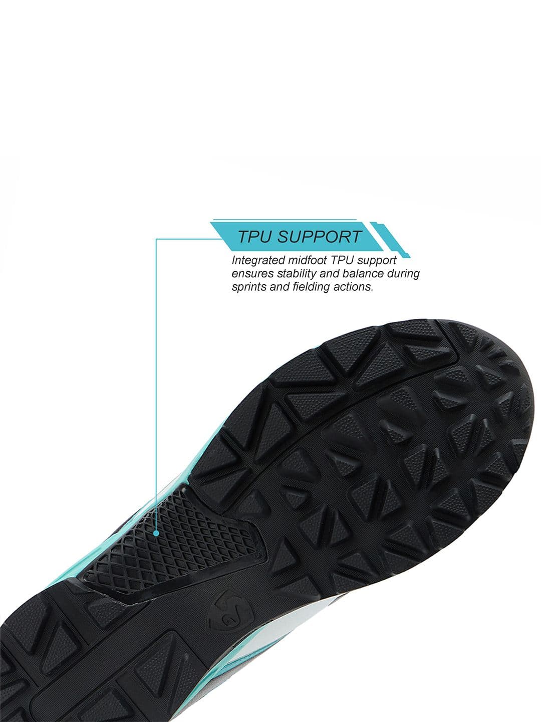 SG Impact Cricket Shoes White-Arctic Teal - Durable Breathable Performance Design thumbnail 3