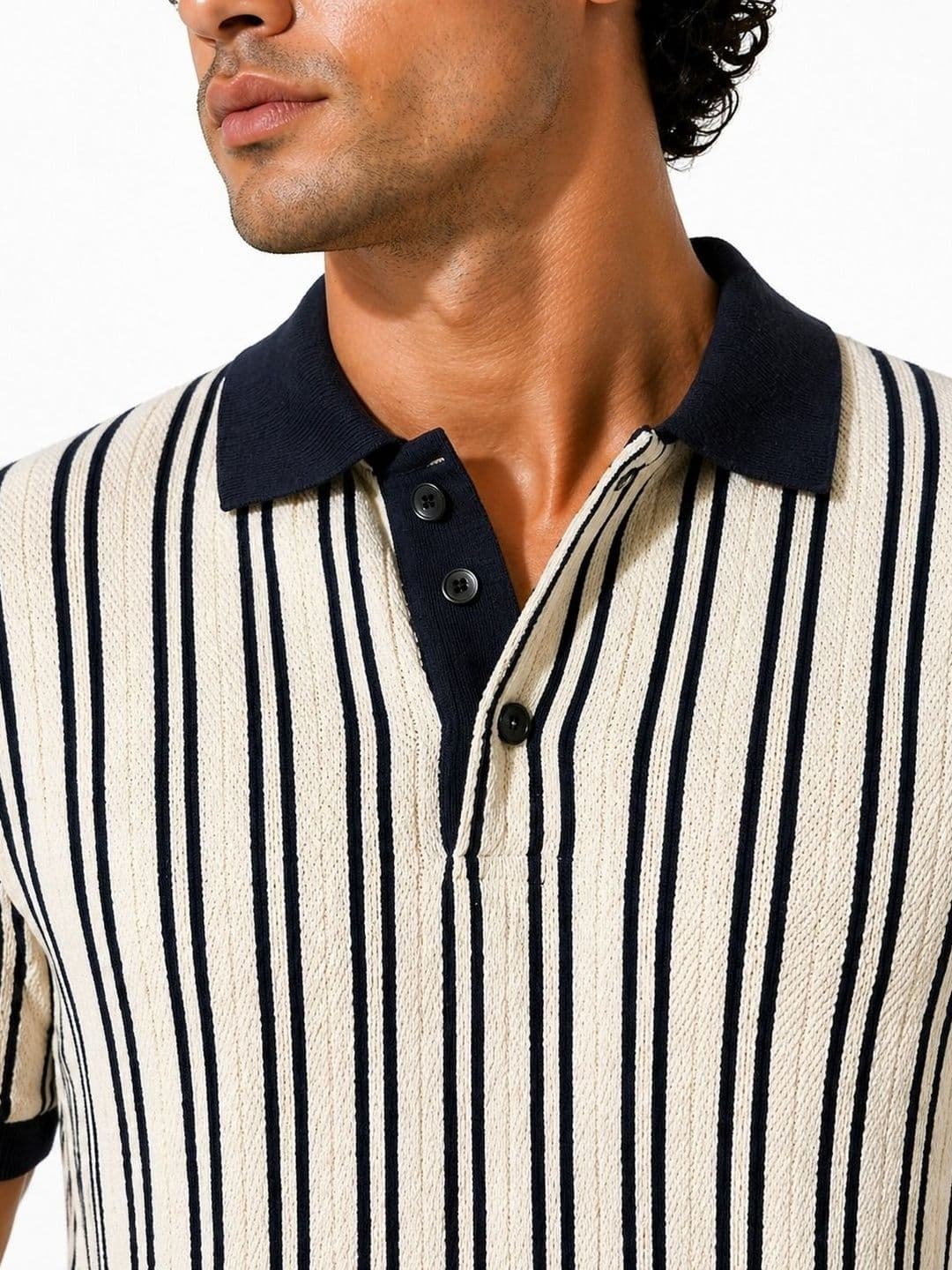 Raves Men Striped Polo Collar Bio Finish T-shirt thumbnail 7