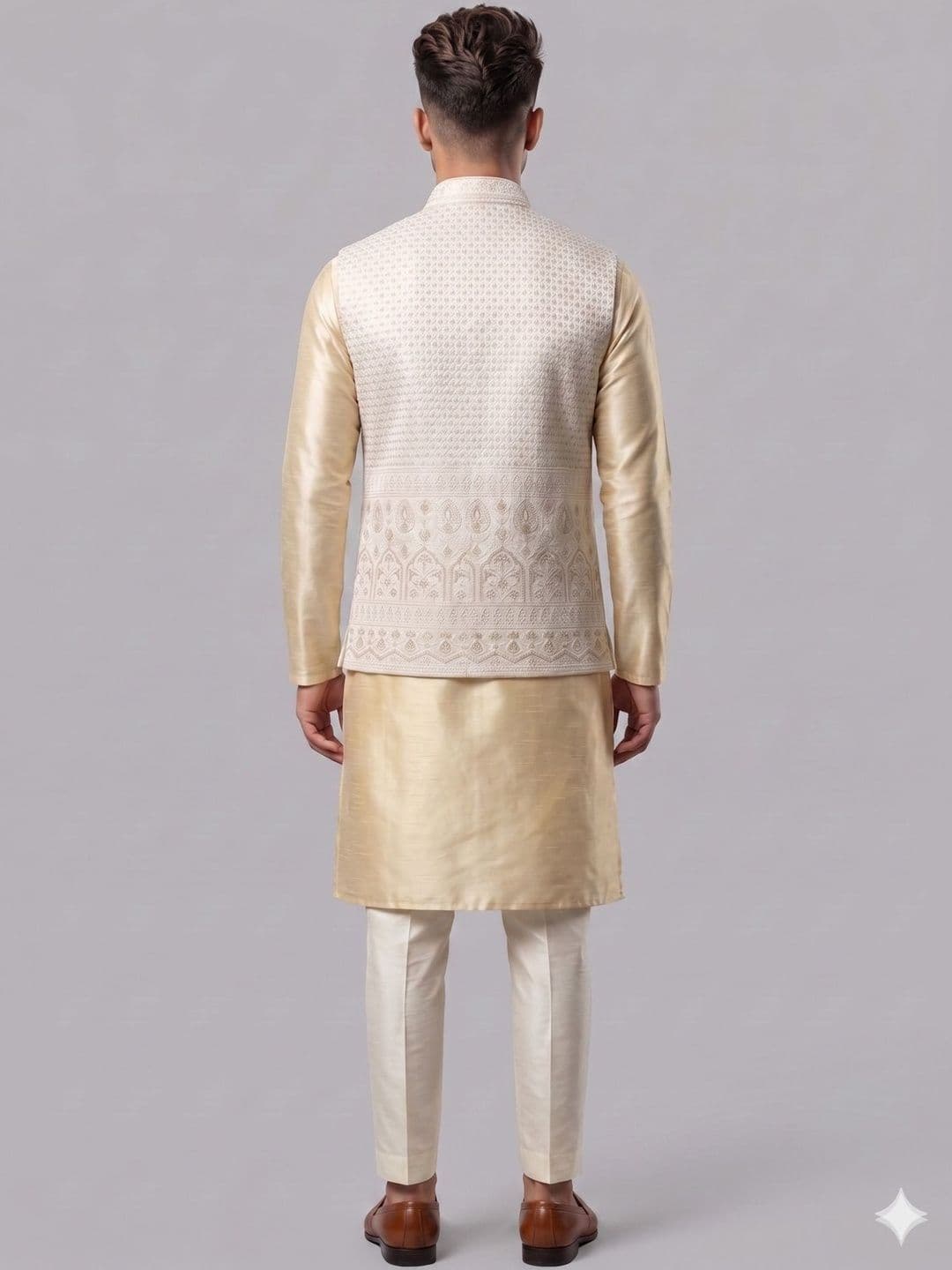 A LOYAL Embroidered Silk Blend Woven Nehru Jackets thumbnail 3
