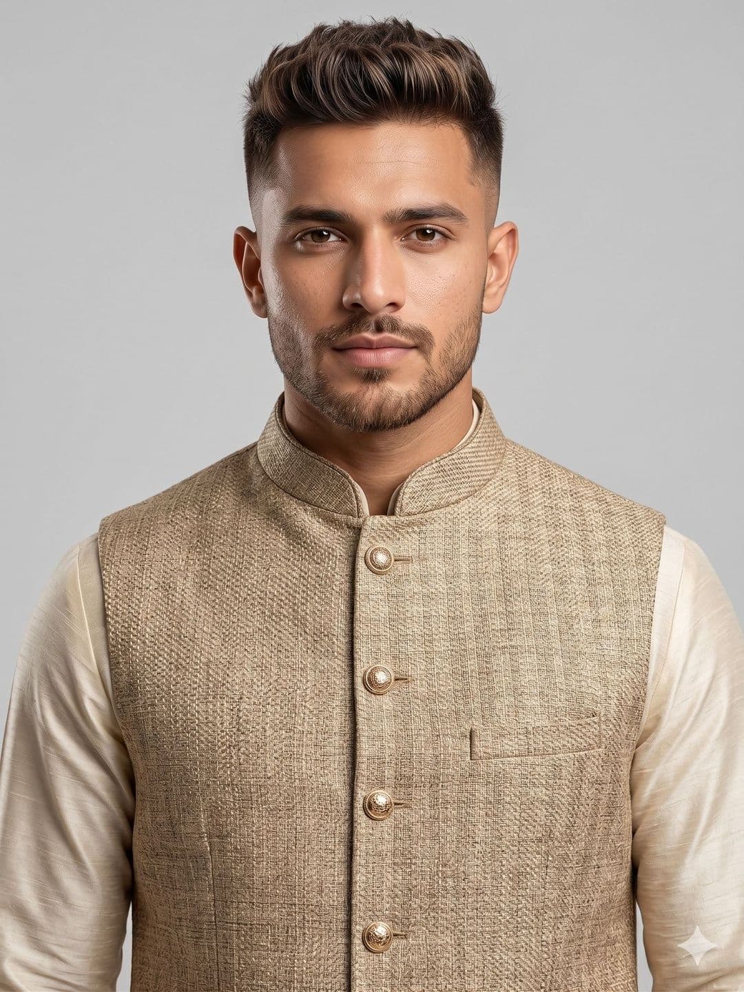 A LOYAL Woven Design Woven Nehru Jackets thumbnail 5