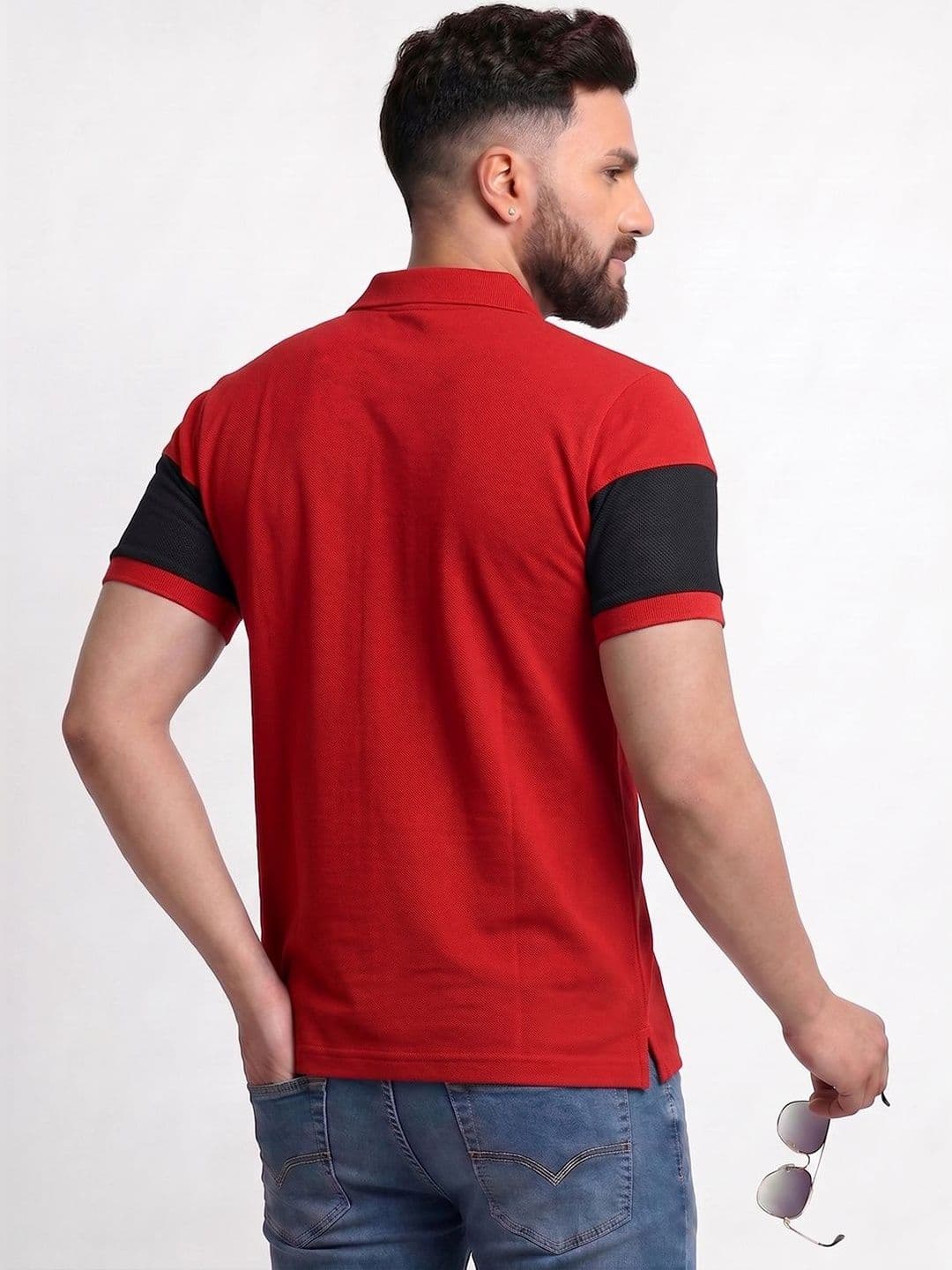 TB BLUE Men Striped Polo Collar Slim Fit T-shirt thumbnail 5