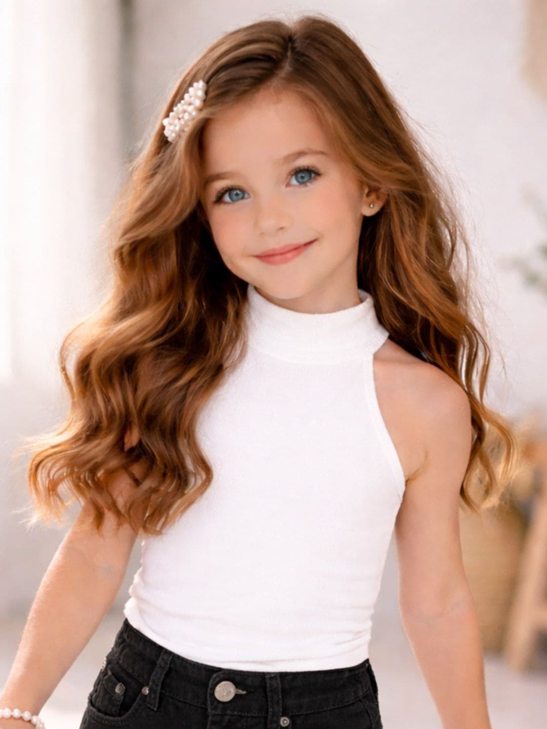 Ninas Girls White Cotton Blend Tops - view 1