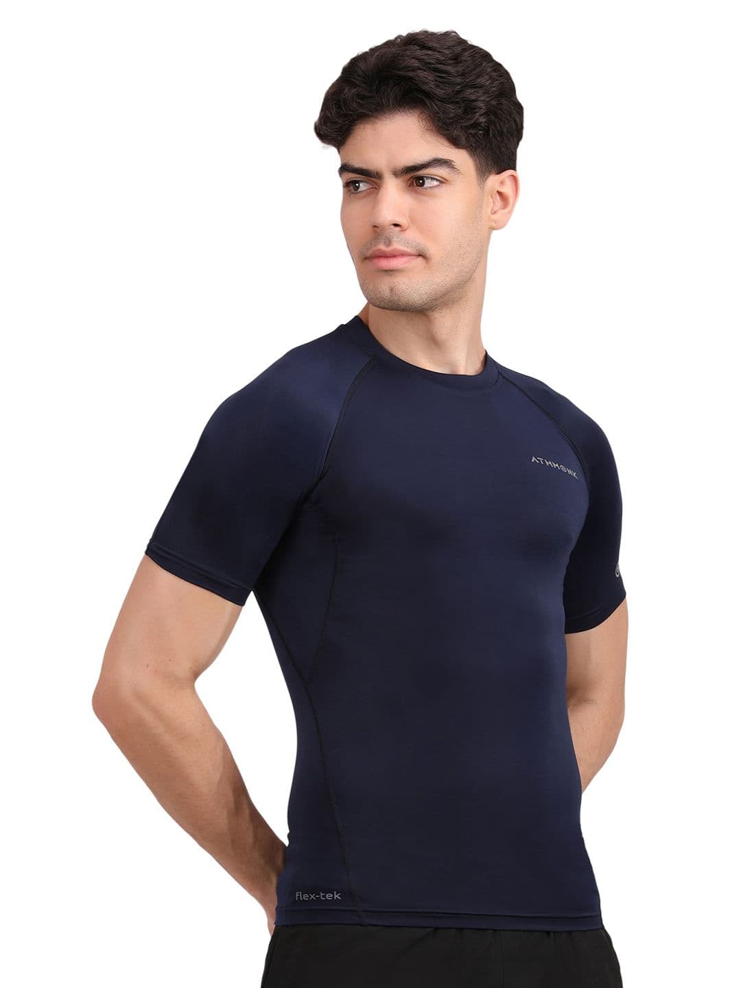 Athmonk Round Neck Half Sleeve Compression Vest Body Shaper T-Shirt thumbnail 4