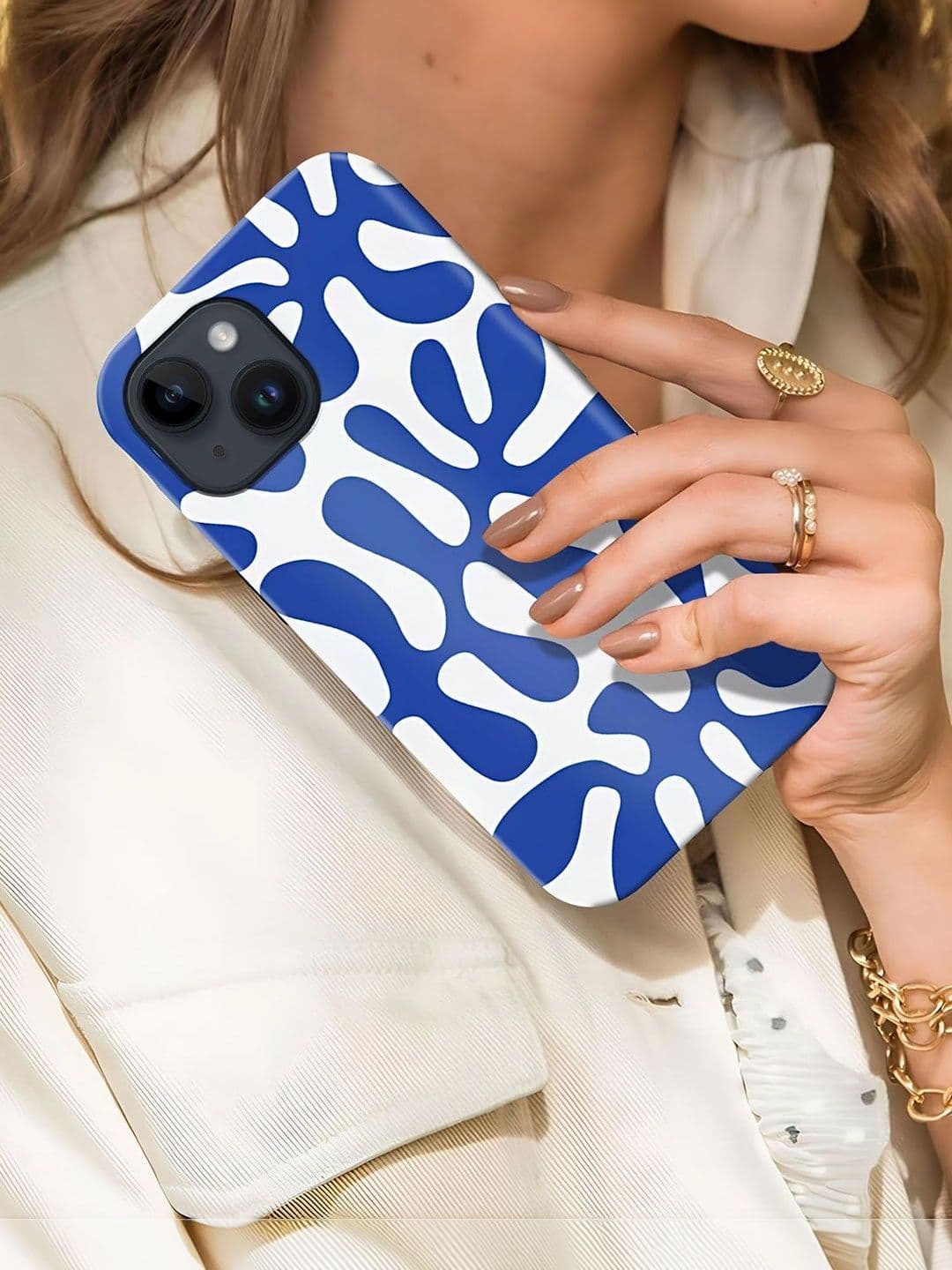 QRIOH Abstract Printed iPhone 14 Back Case Mobile Accessories thumbnail 2