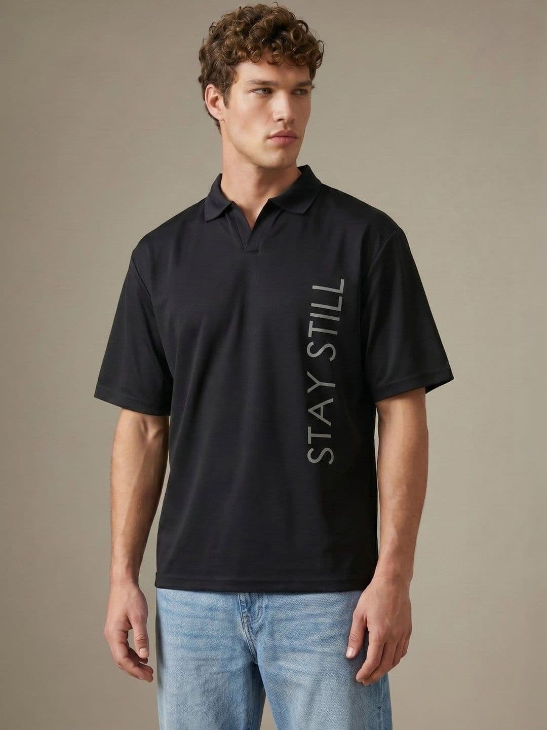 glitchez Men Typography Printed Polo Collar T-shirt - view 1