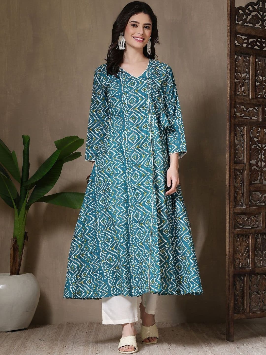 Kalphem Women Bandhani Printed Indie Prints Anarkali Kurta - view 1