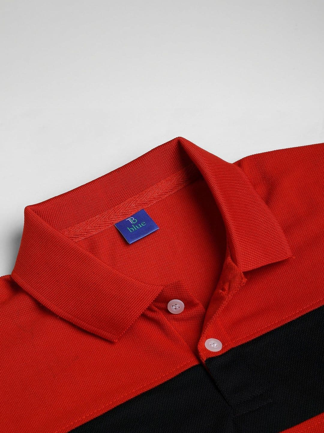 TB BLUE Men Striped Polo Collar Slim Fit T-shirt thumbnail 2
