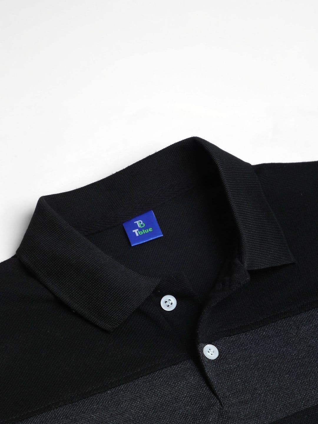 TB BLUE Men Striped Polo Collar Slim Fit T-shirt thumbnail 2