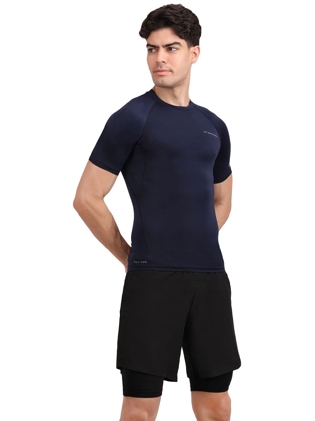 Athmonk Round Neck Half Sleeve Compression Vest Body Shaper T-Shirt thumbnail 5