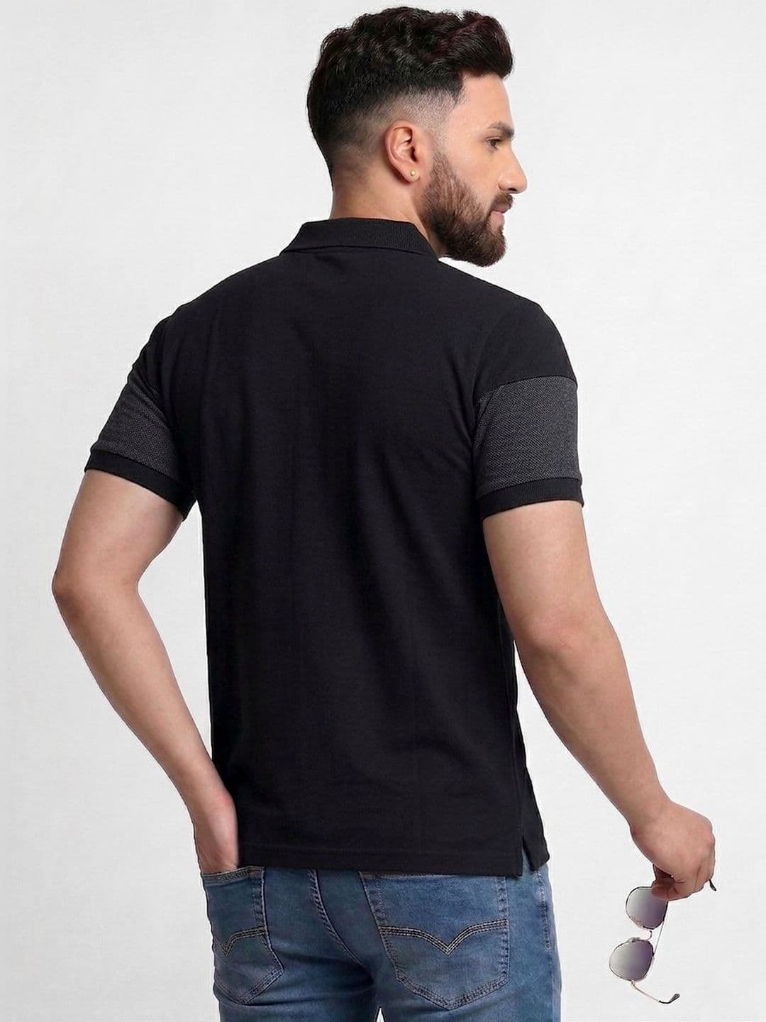 TB BLUE Men Striped Polo Collar Slim Fit T-shirt thumbnail 5